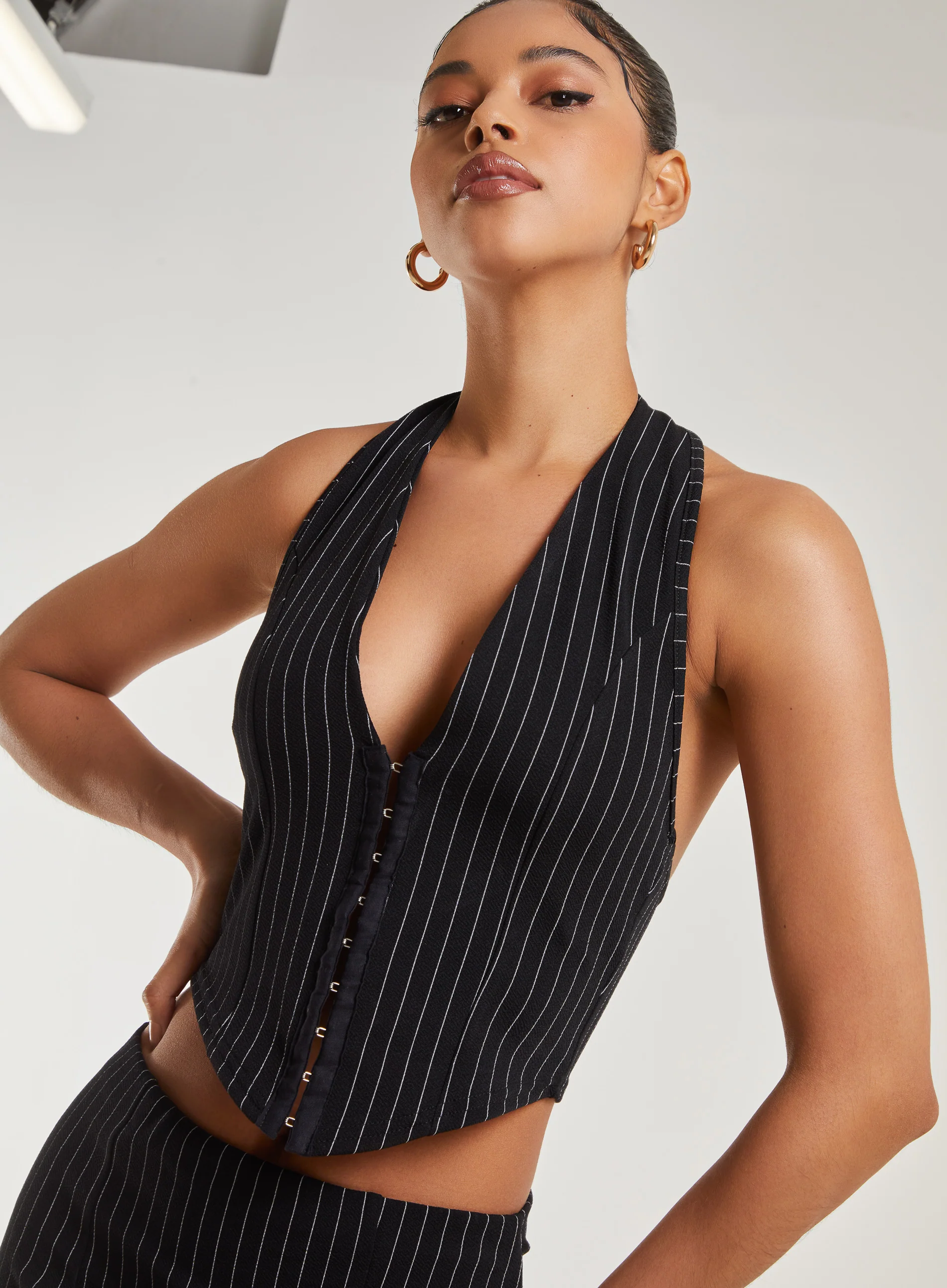 Pinstripe Eyelet Waistcoat - Image 4