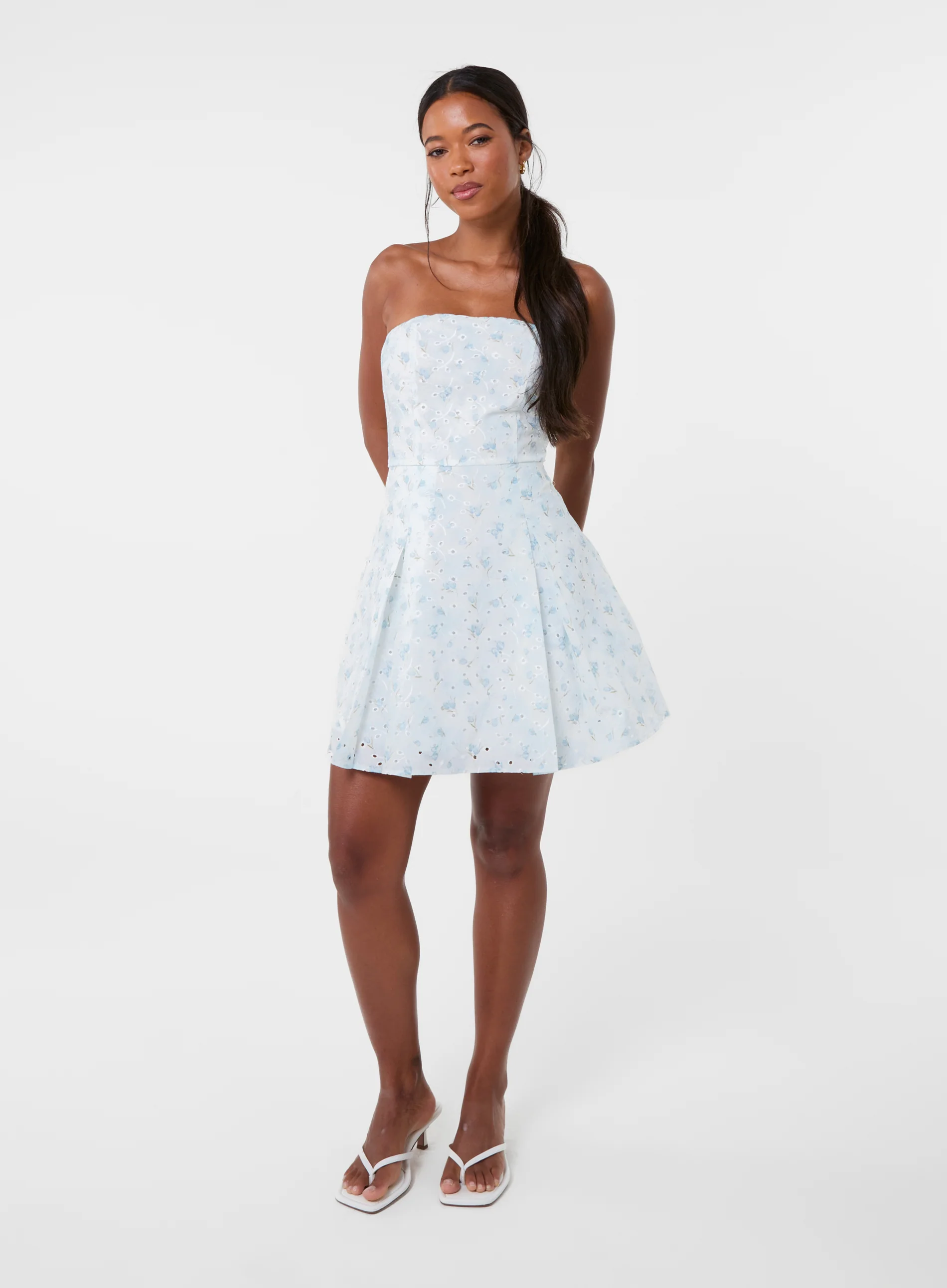 Floral Bandeau Pleat Front Skirt Dress - Image 2