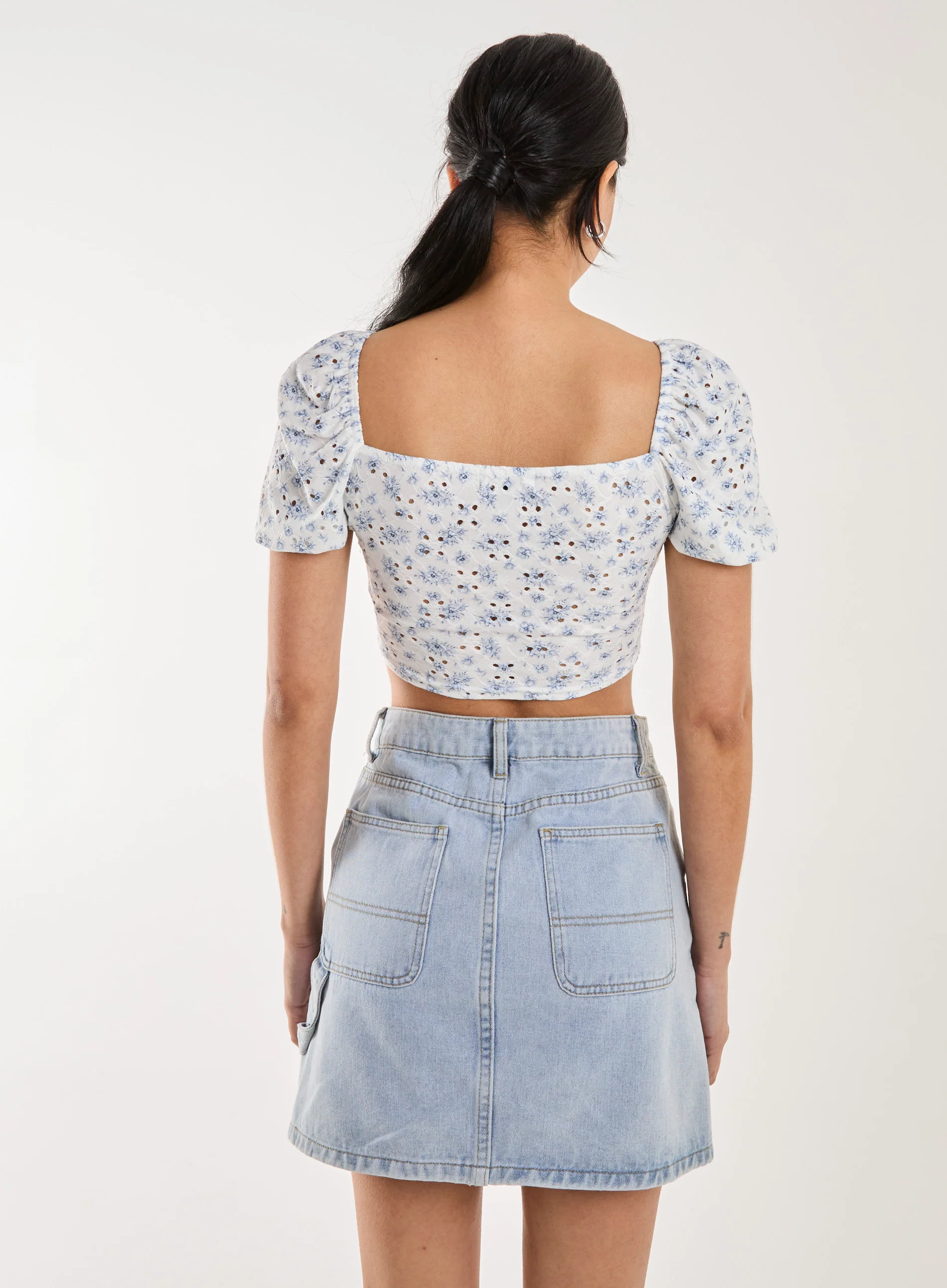 Floral Broderie Puff Sleeve Top - Image 4