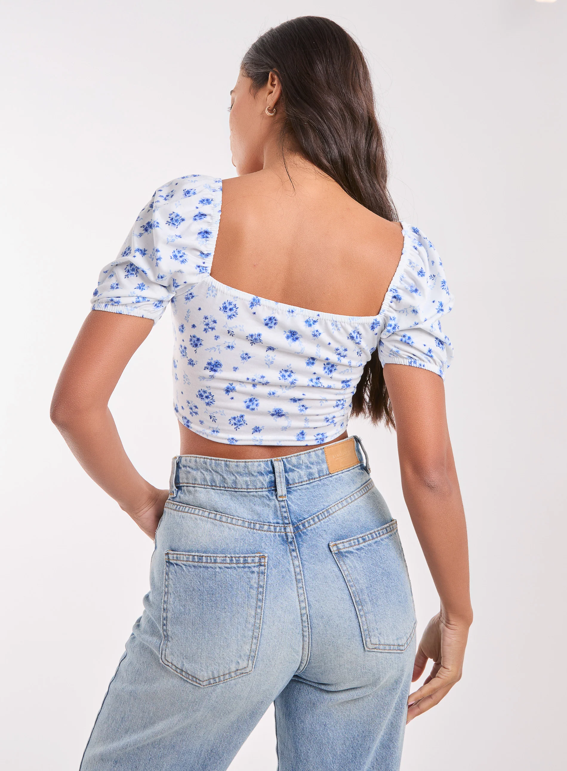 Floral Puff Sleeve Crop Top - Image 4