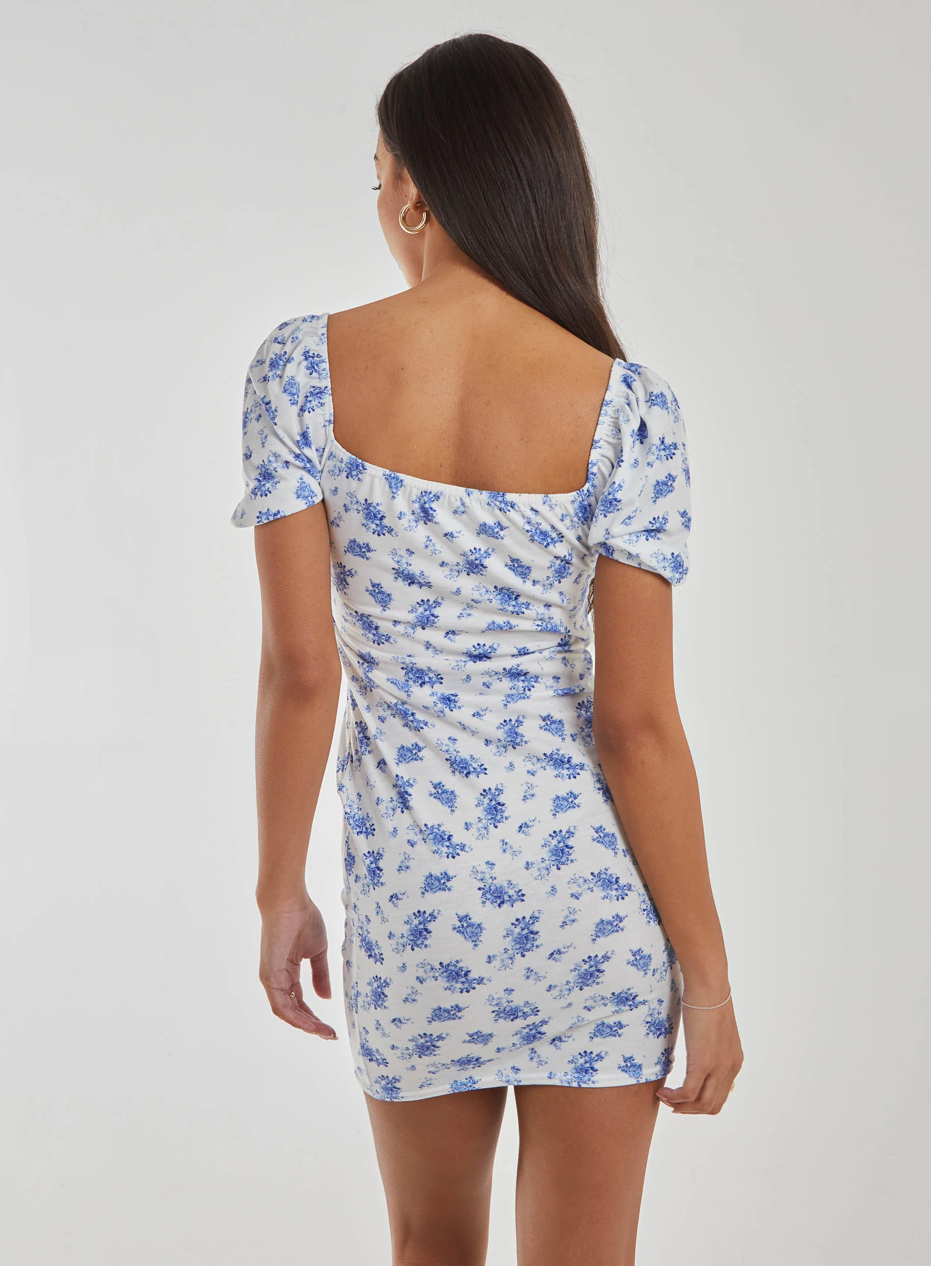 Floral Puff Sleeve Mini Dress - Image 4
