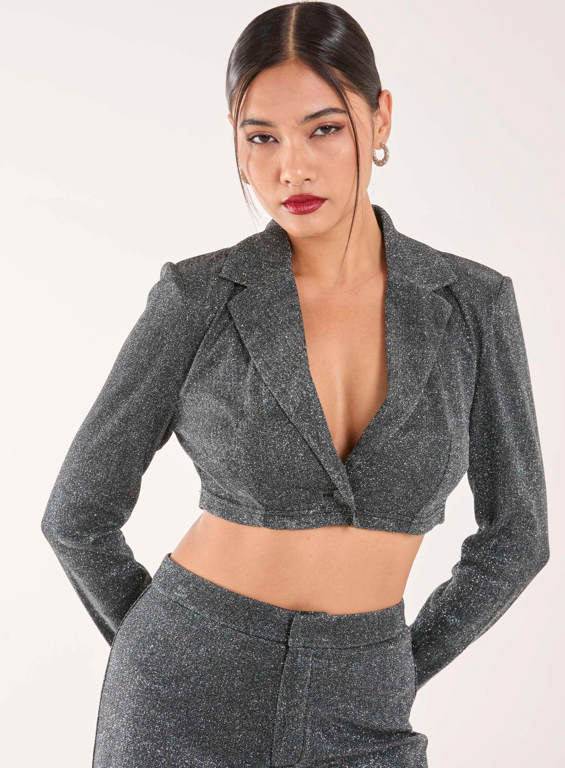Glitter Cropped Blazer - Image 3
