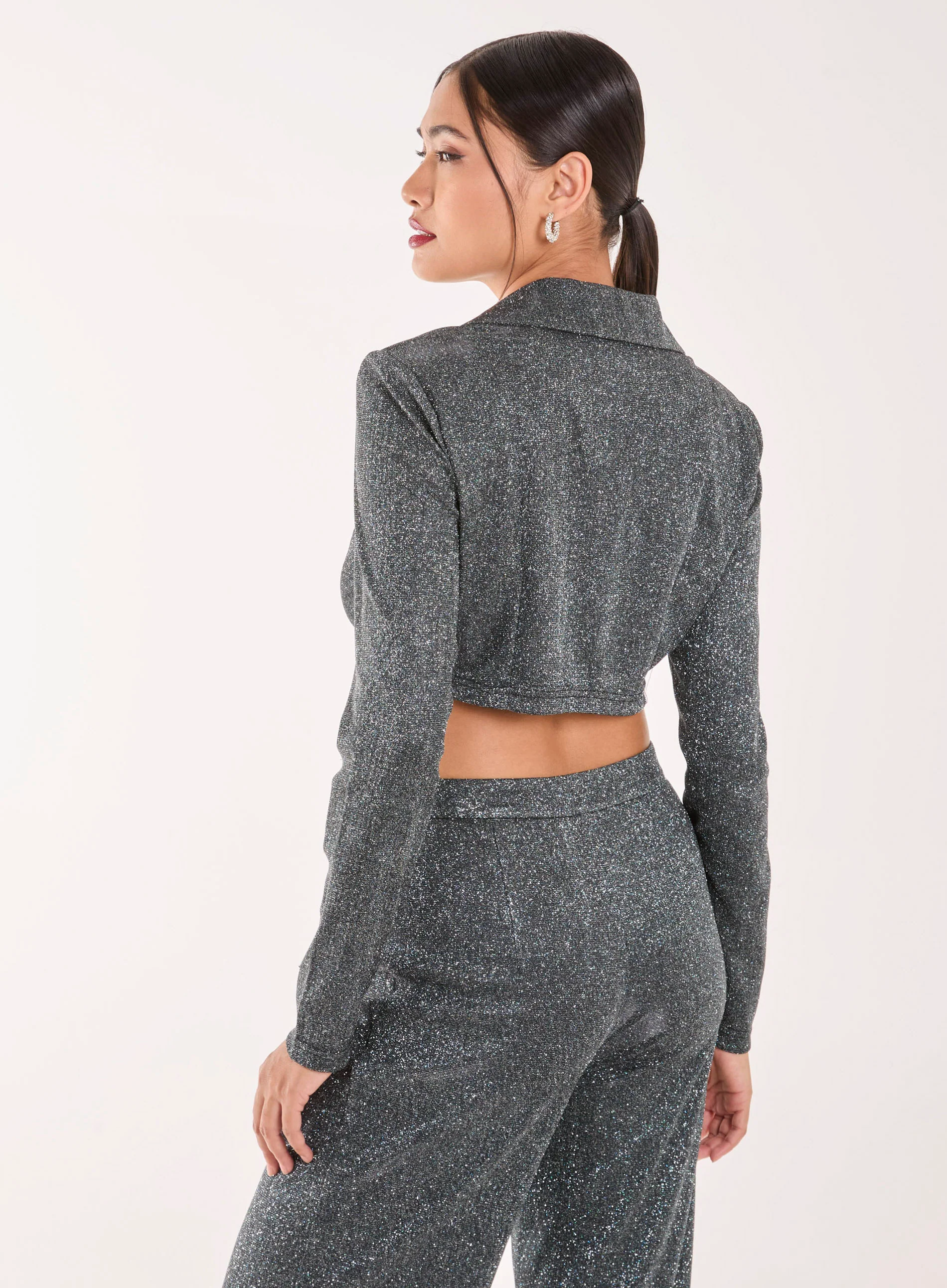 Glitter Cropped Blazer - Image 4