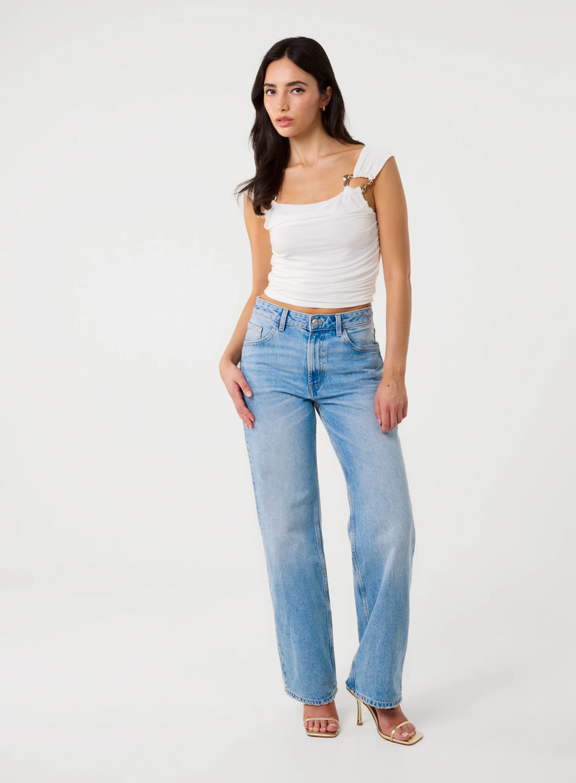 Gold Buckle Front Crop Top - Image 2