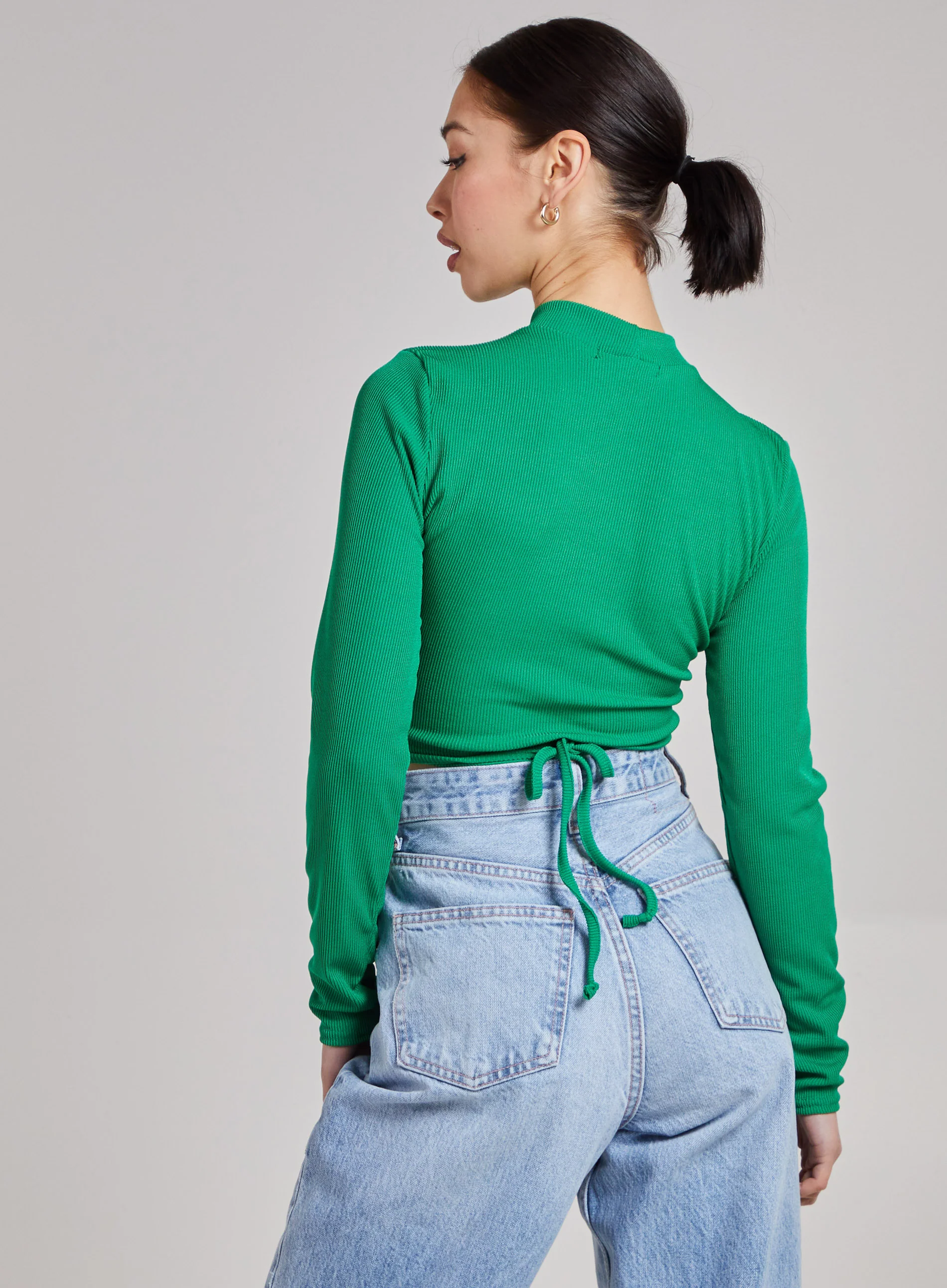 Gathered Ribbed Top With Cut Out Detailing - Image 4