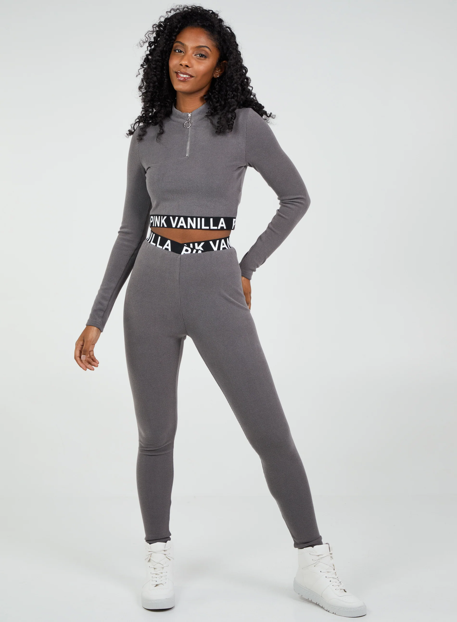 Long Sleeve Ribbed Pink Vanilla Logo Top - Image 2