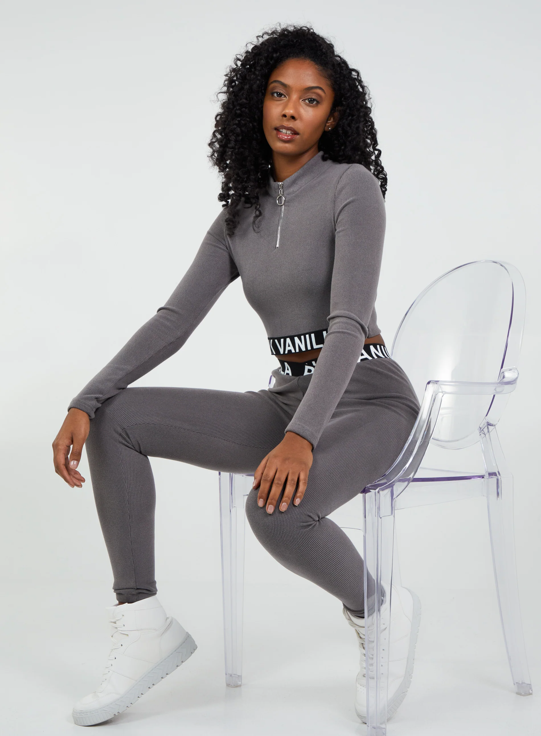 Long Sleeve Ribbed Pink Vanilla Logo Top - Image 5
