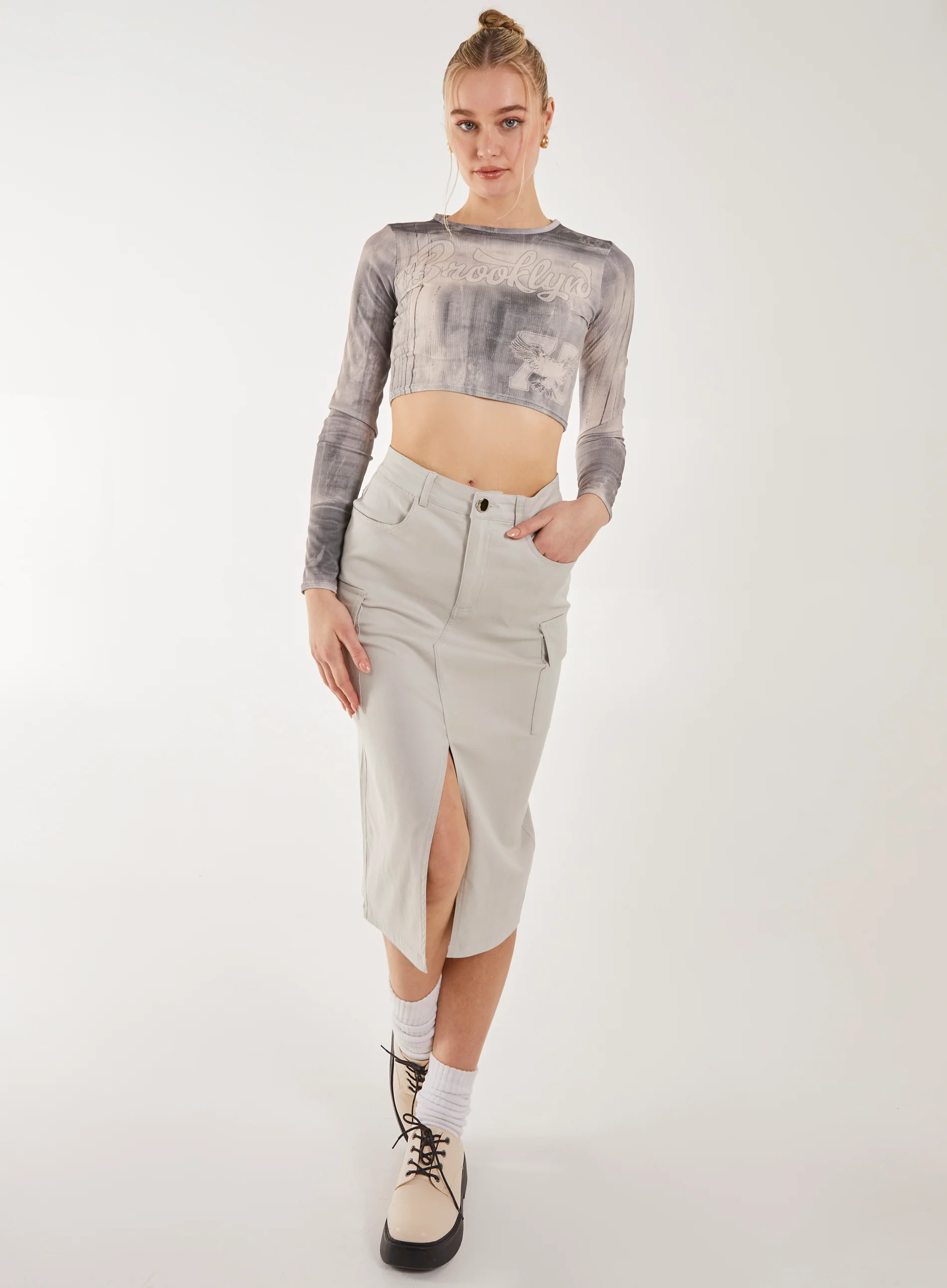 Washed Print Long Sleeve Brooklyn Top - Image 2