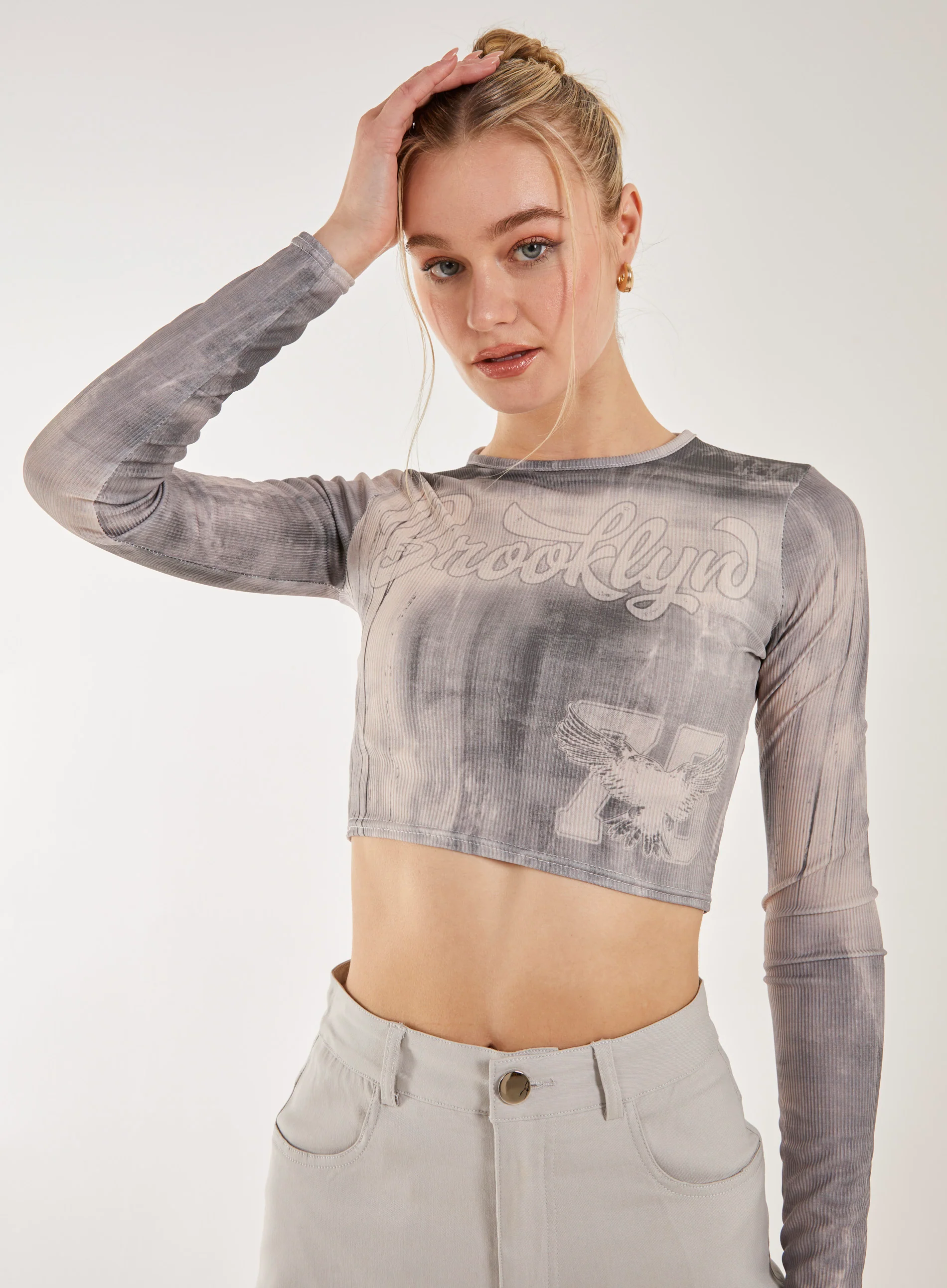 Washed Print Long Sleeve Brooklyn Top - Image 3