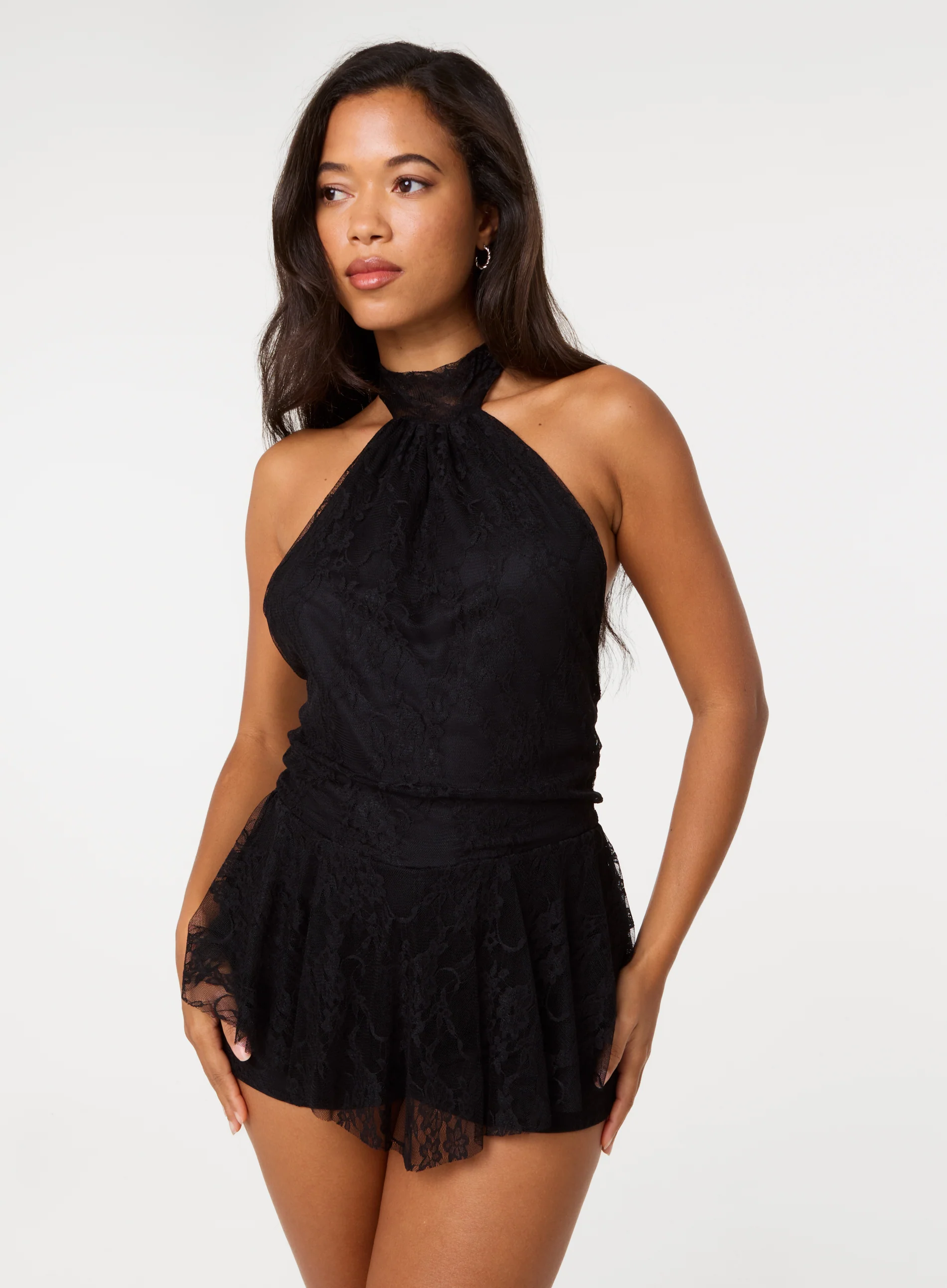 Halter Lace Peplum Playsuit - Image 3