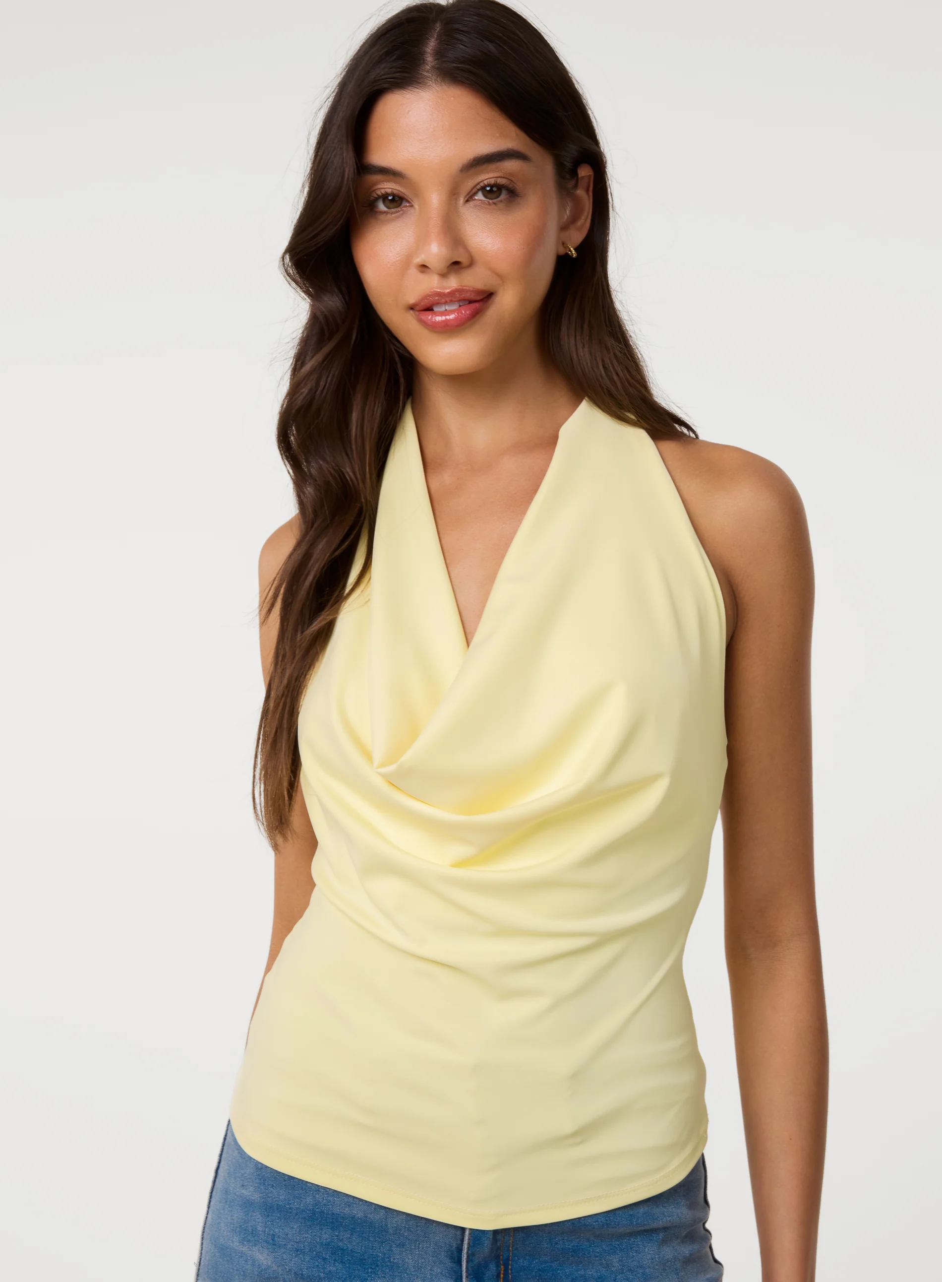 Halterneck Cowl Soft Stretch Top - Image 3