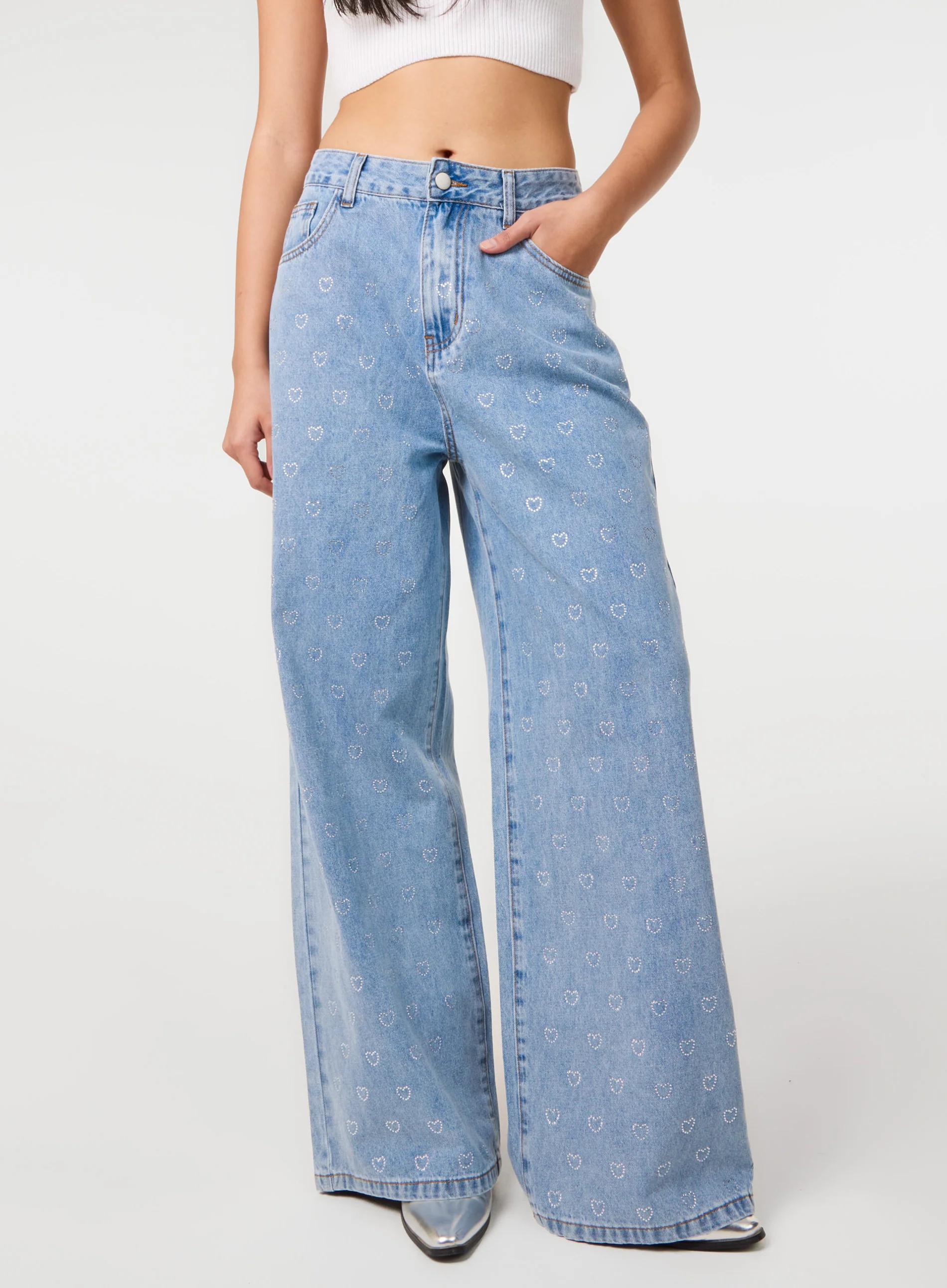 Heart Embellished Jeans - Image 2