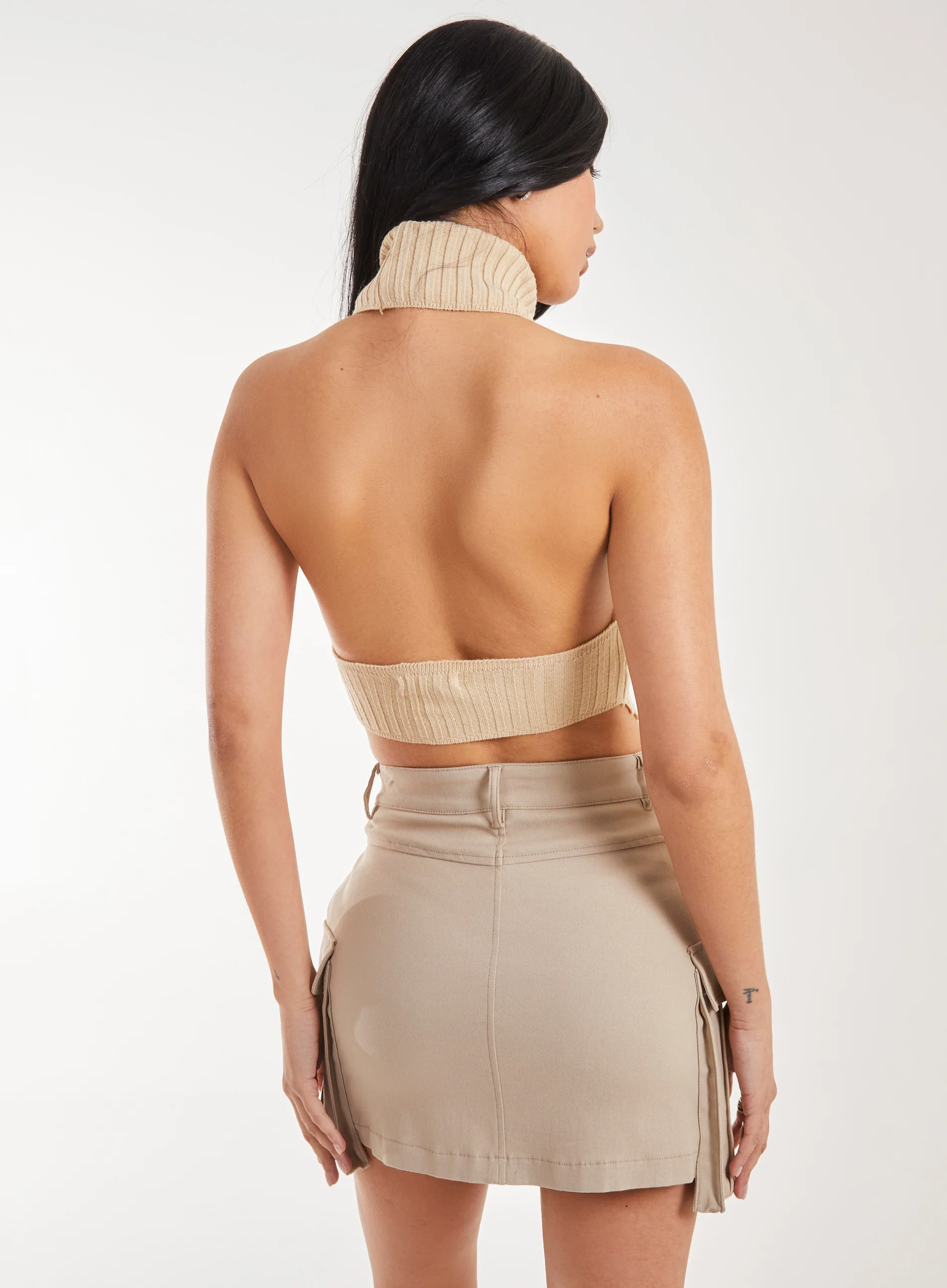 High Neck Chunky Knit Halter Top - Image 3