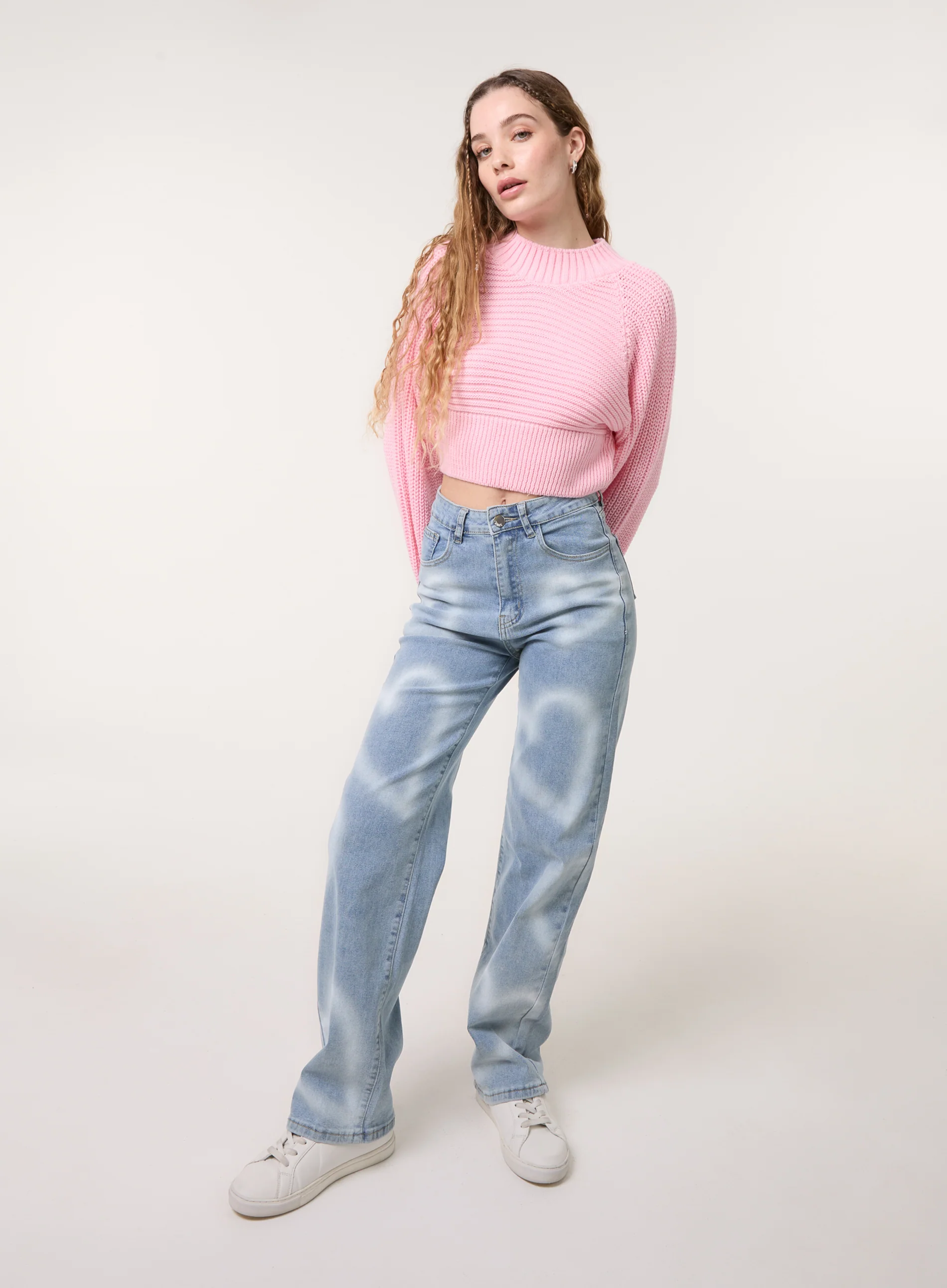 High Neck Knitted Crop Jumper - Image 2