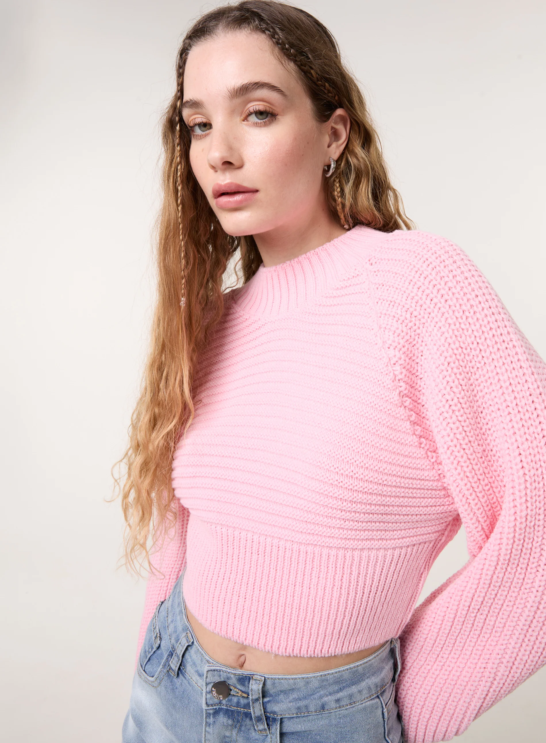 High Neck Knitted Crop Jumper - Image 3