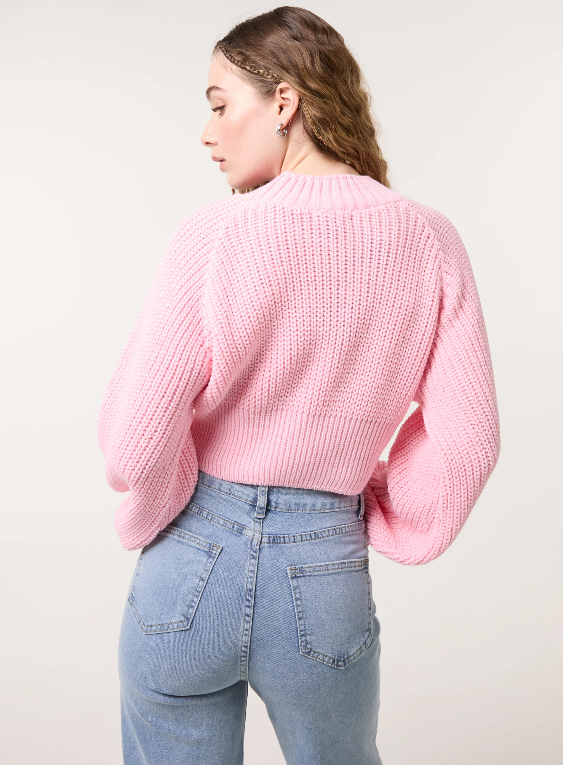 High Neck Knitted Crop Jumper - Image 4
