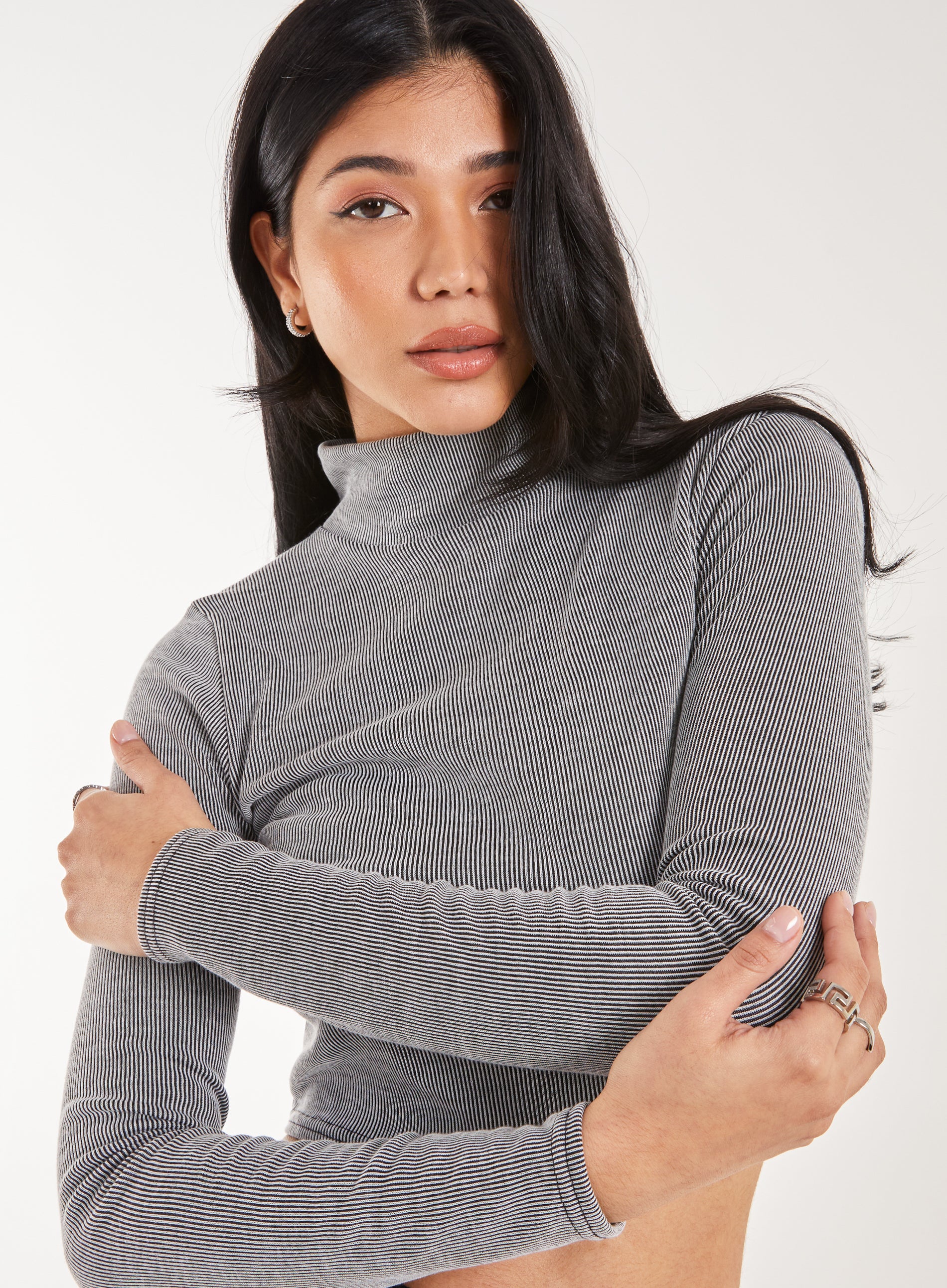 High Neck Rib Top - Image 3
