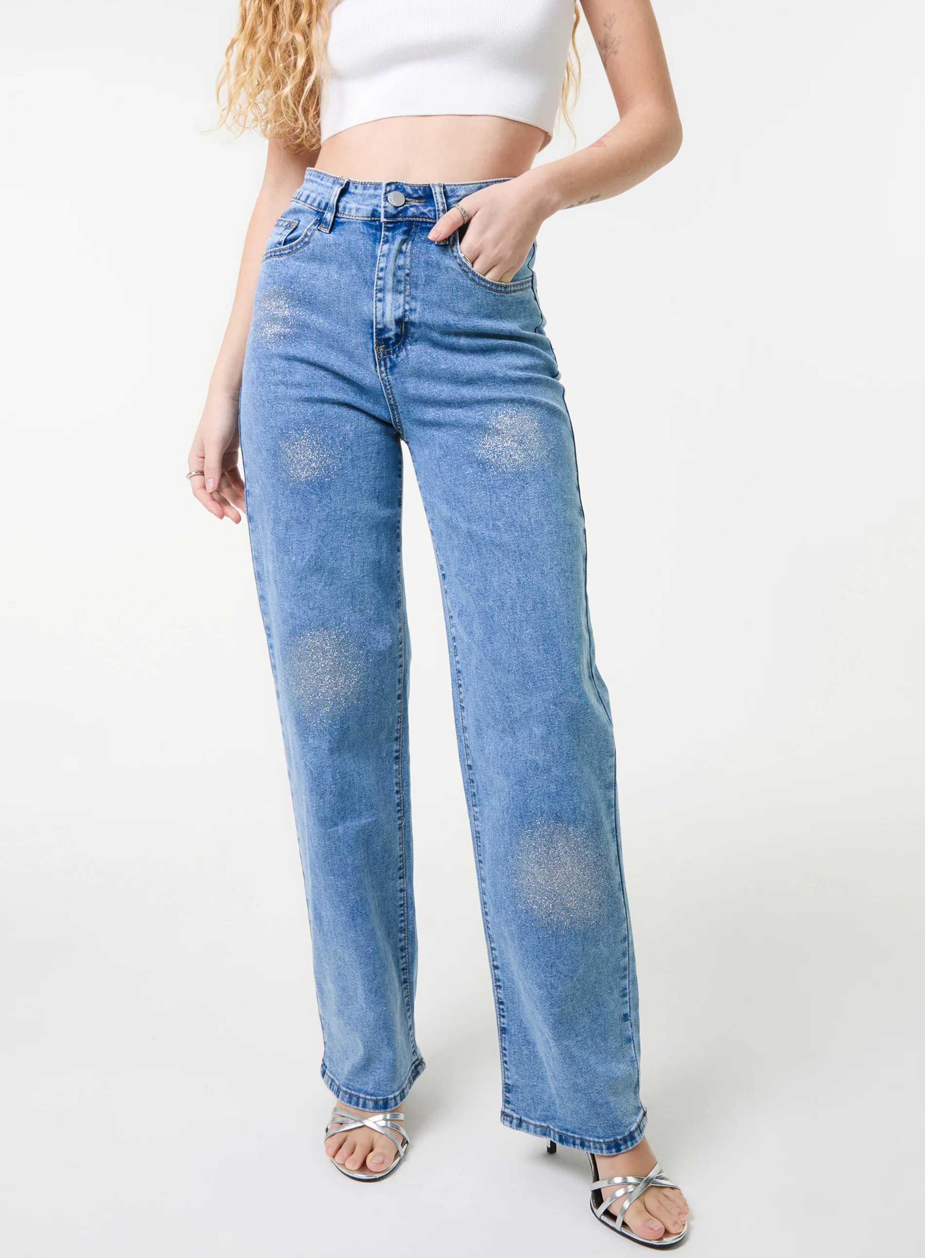 High Waist Glitter Jeans - Image 3