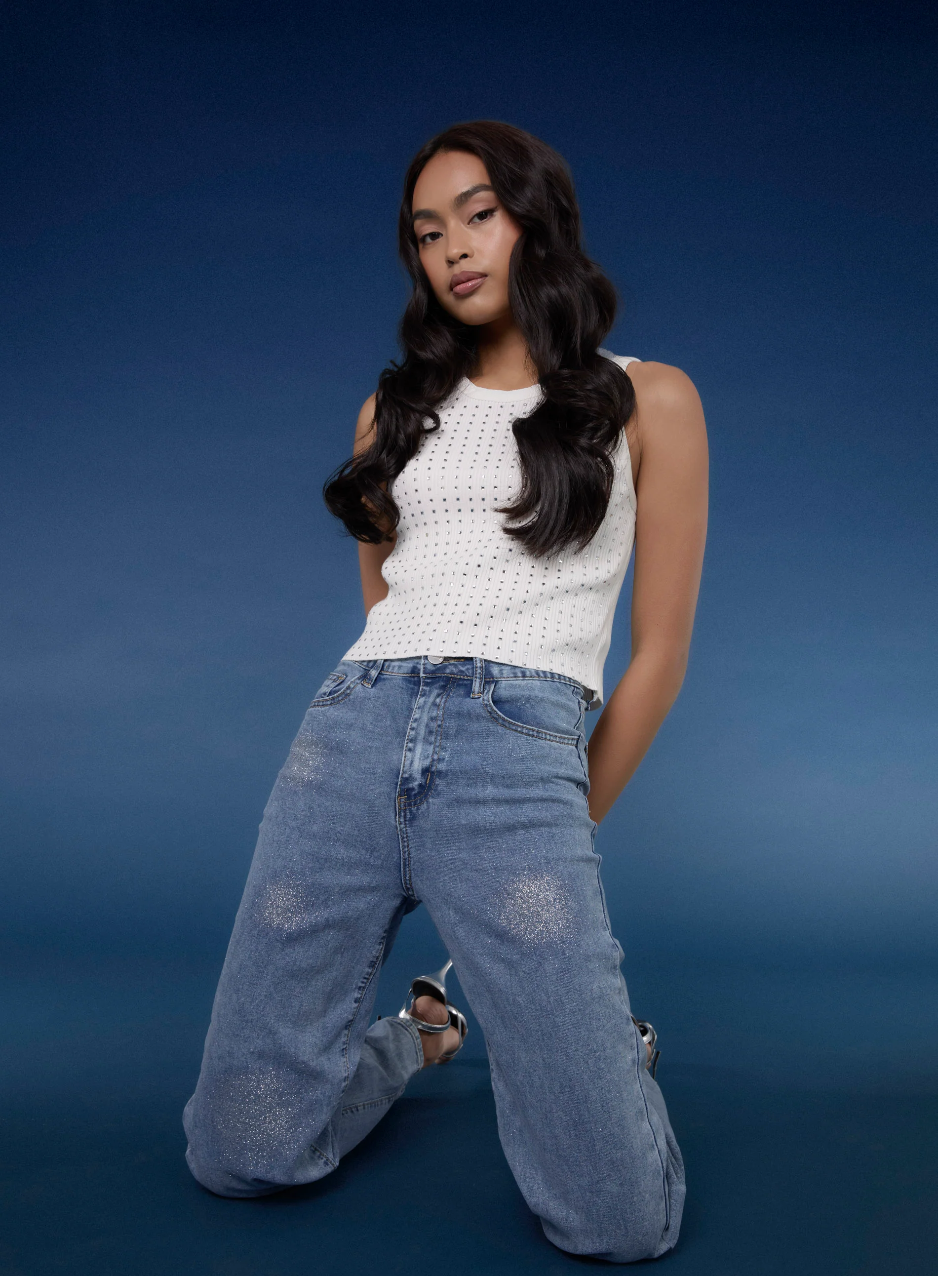 High Waist Glitter Jeans - Image 6