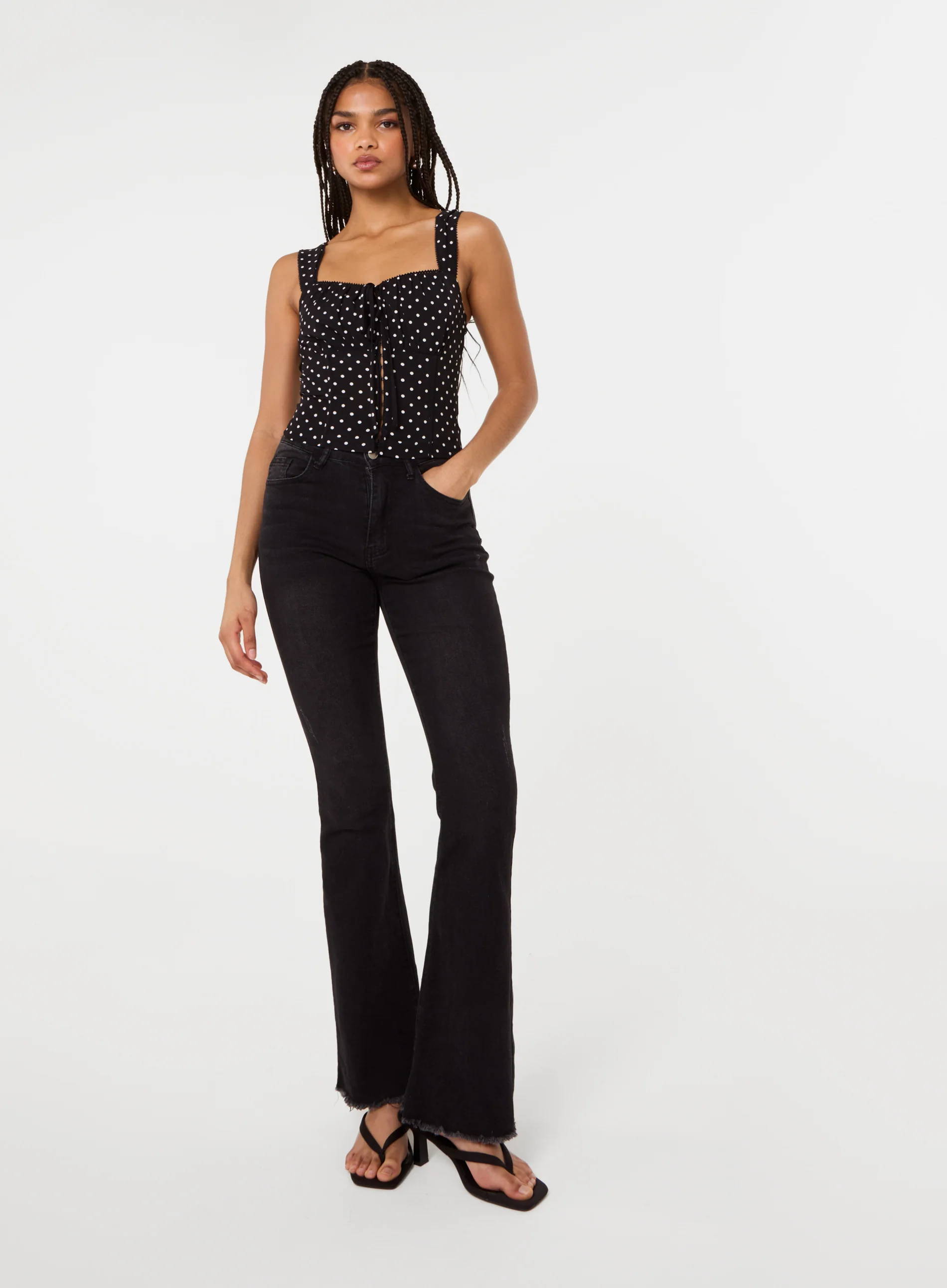 Polka Dot Hook And Eye Crop Top - Image 2