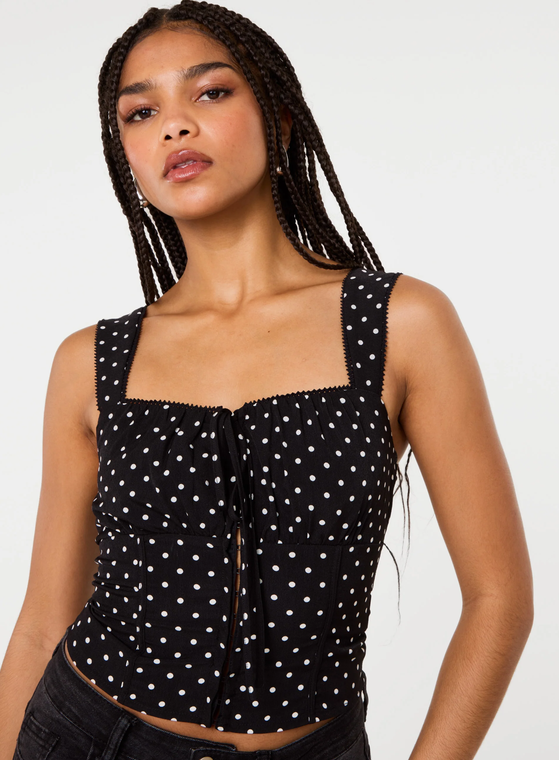 Polka Dot Hook And Eye Crop Top - Image 3