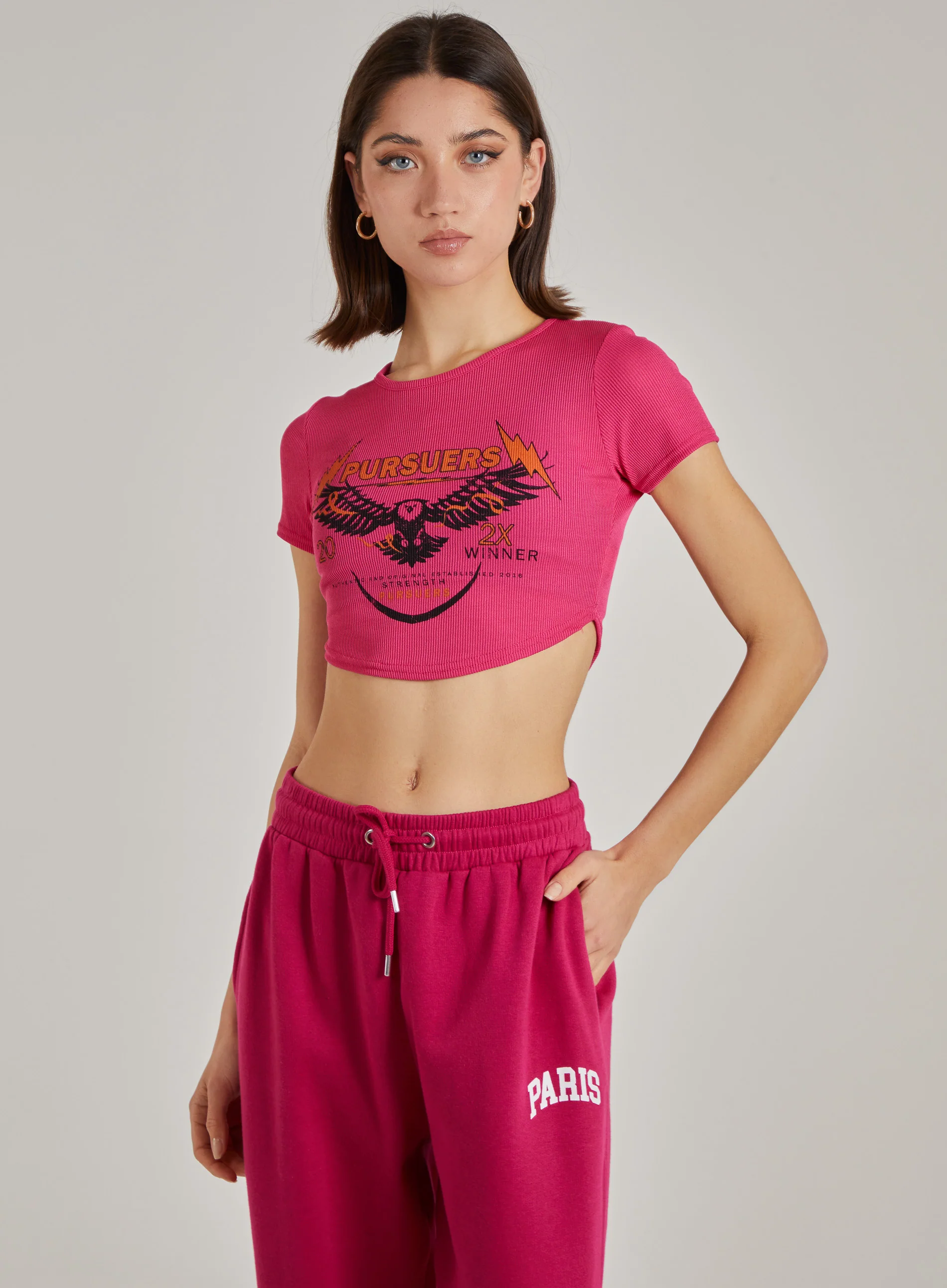 Cropped Ribbed Band Tee - Image 2