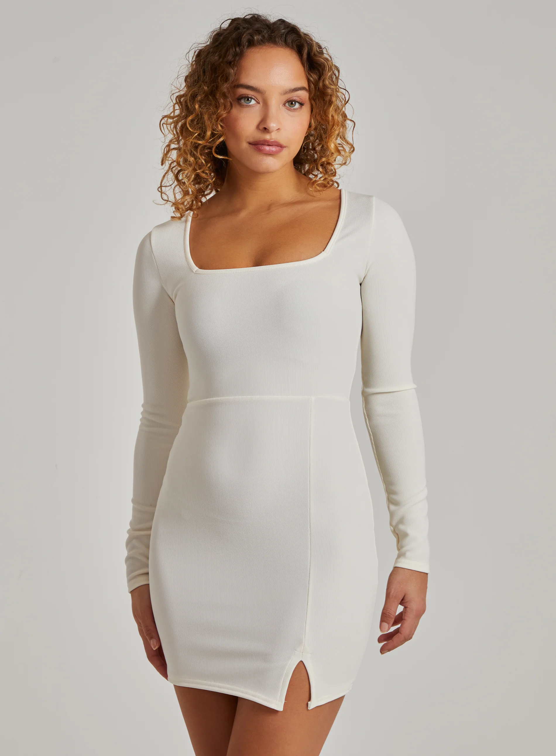 Bandage Square Neck Long Sleeved Dress - Image 2