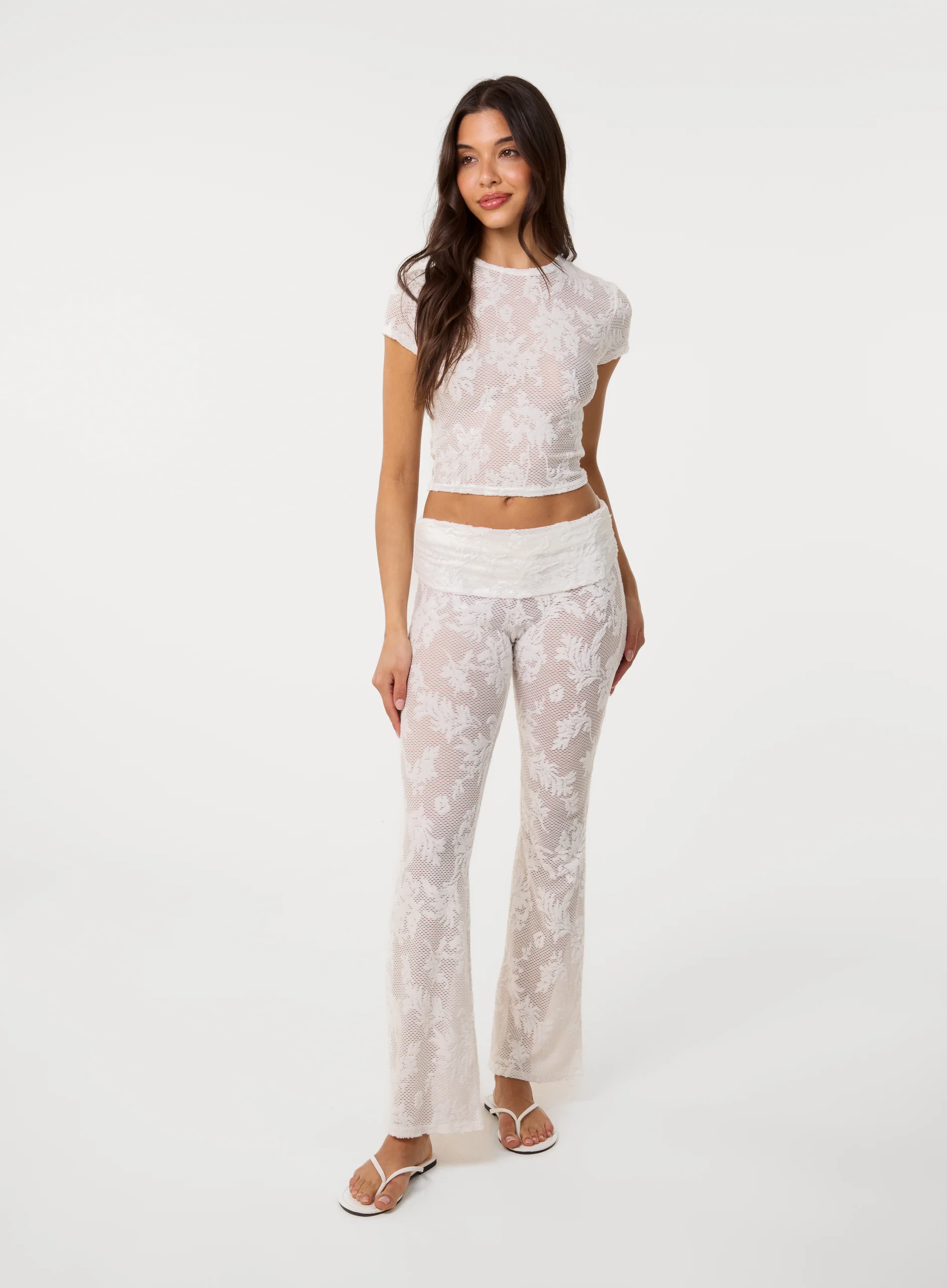 Crochet Lace Flare Trousers