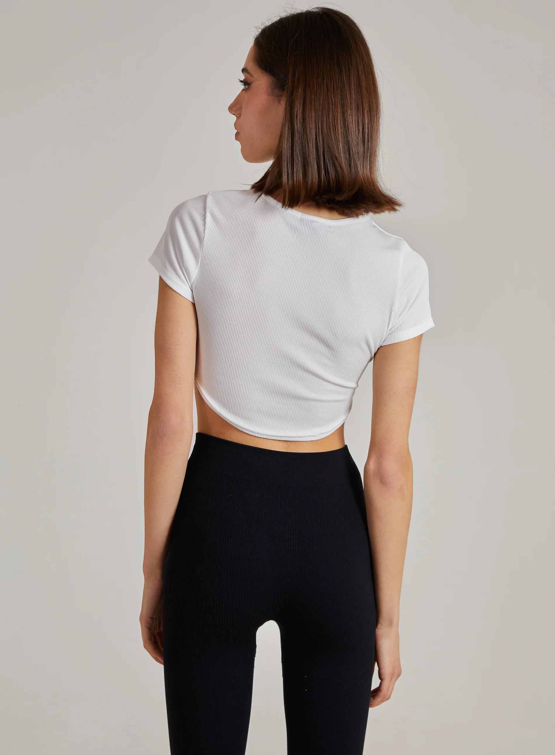 Cropped Ribbed Band Tee - Image 4