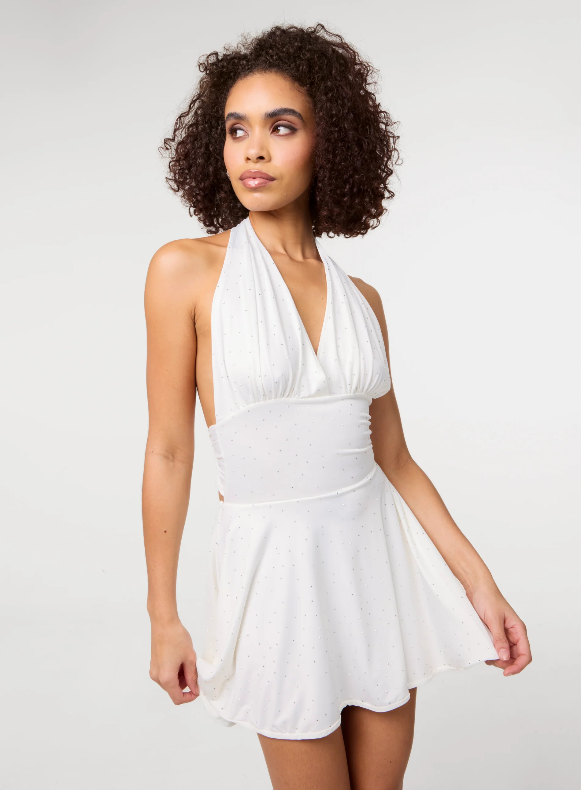 Diamante Slinky Halter Dress