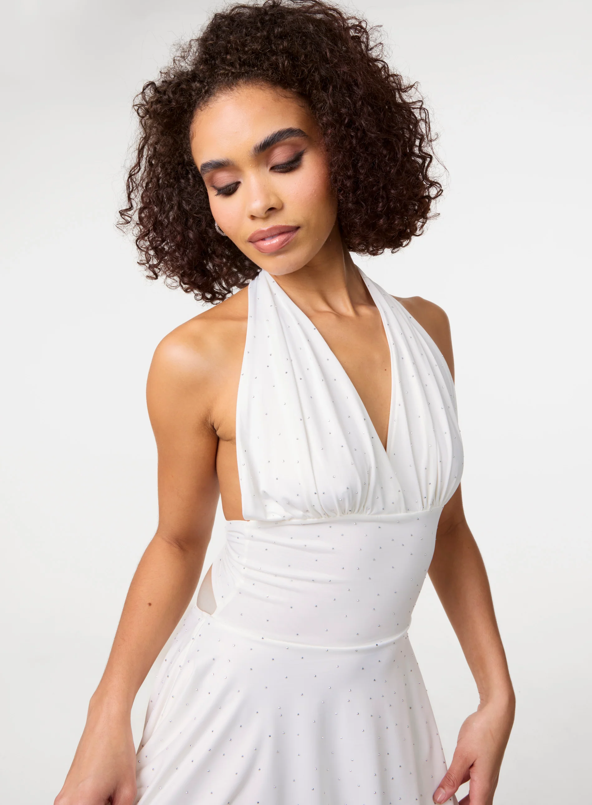 Diamante Slinky Halter Dress - Image 3
