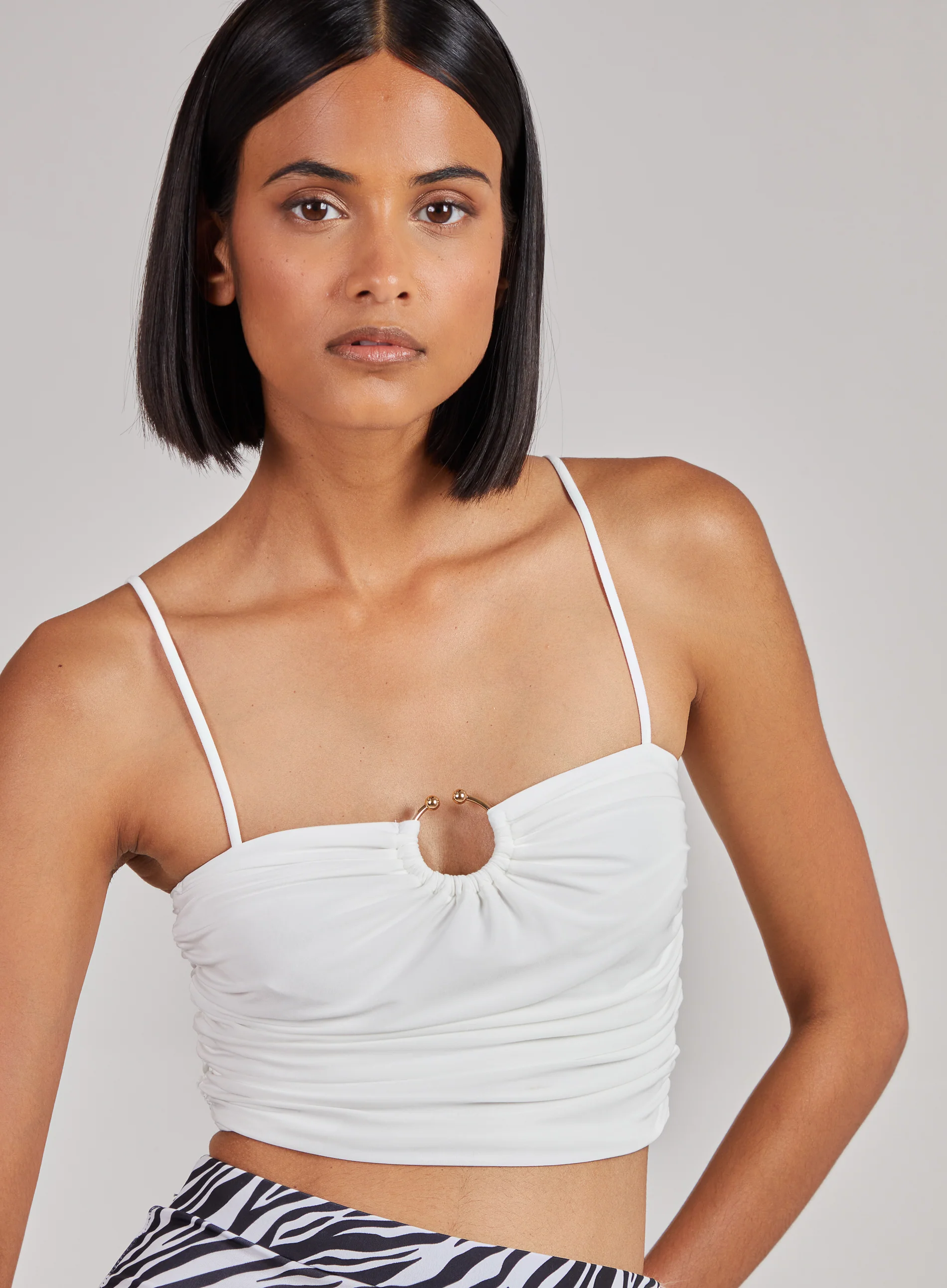 Gathered Ring Detail Slinky Cami Top - Image 3