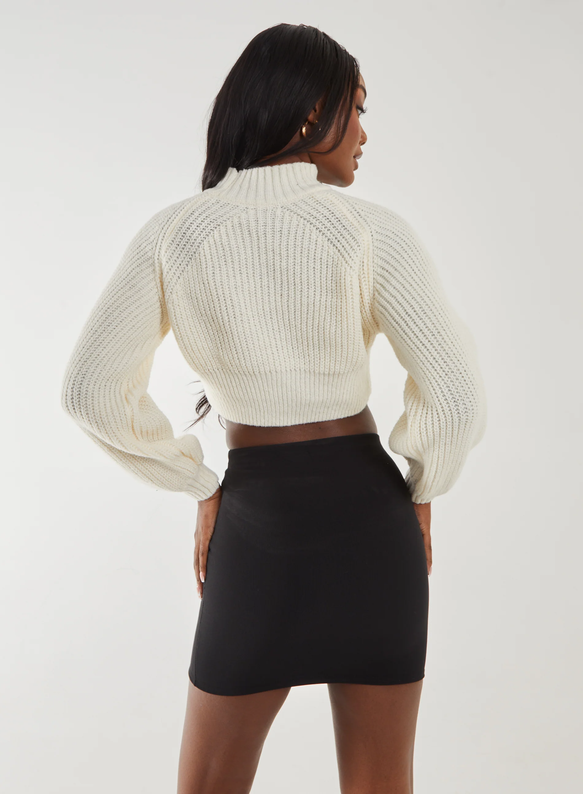 High Neck Knitted Crop Jumper - Image 4
