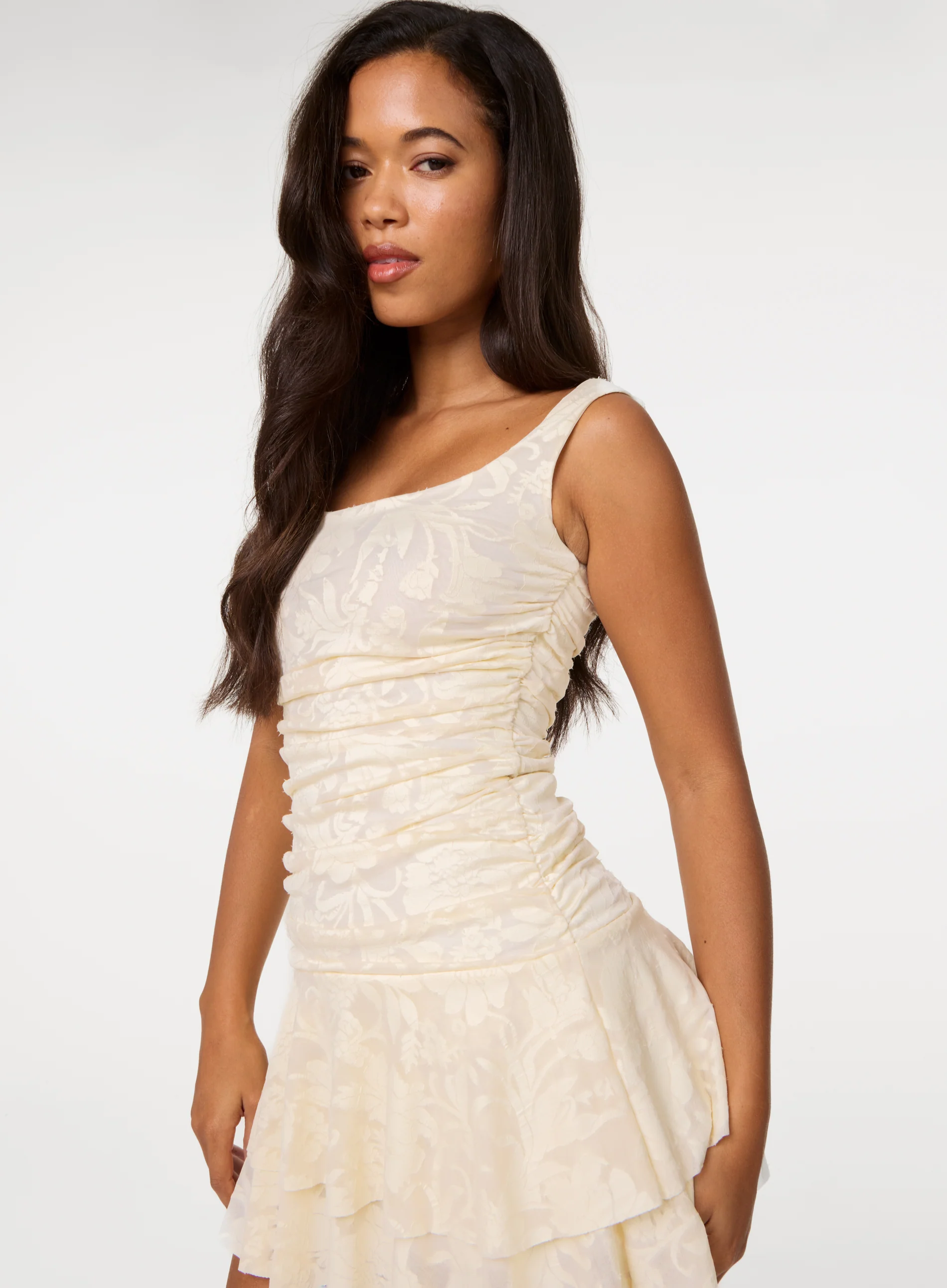 Jersey Jacquard Square Neck Mini Dress - Image 3