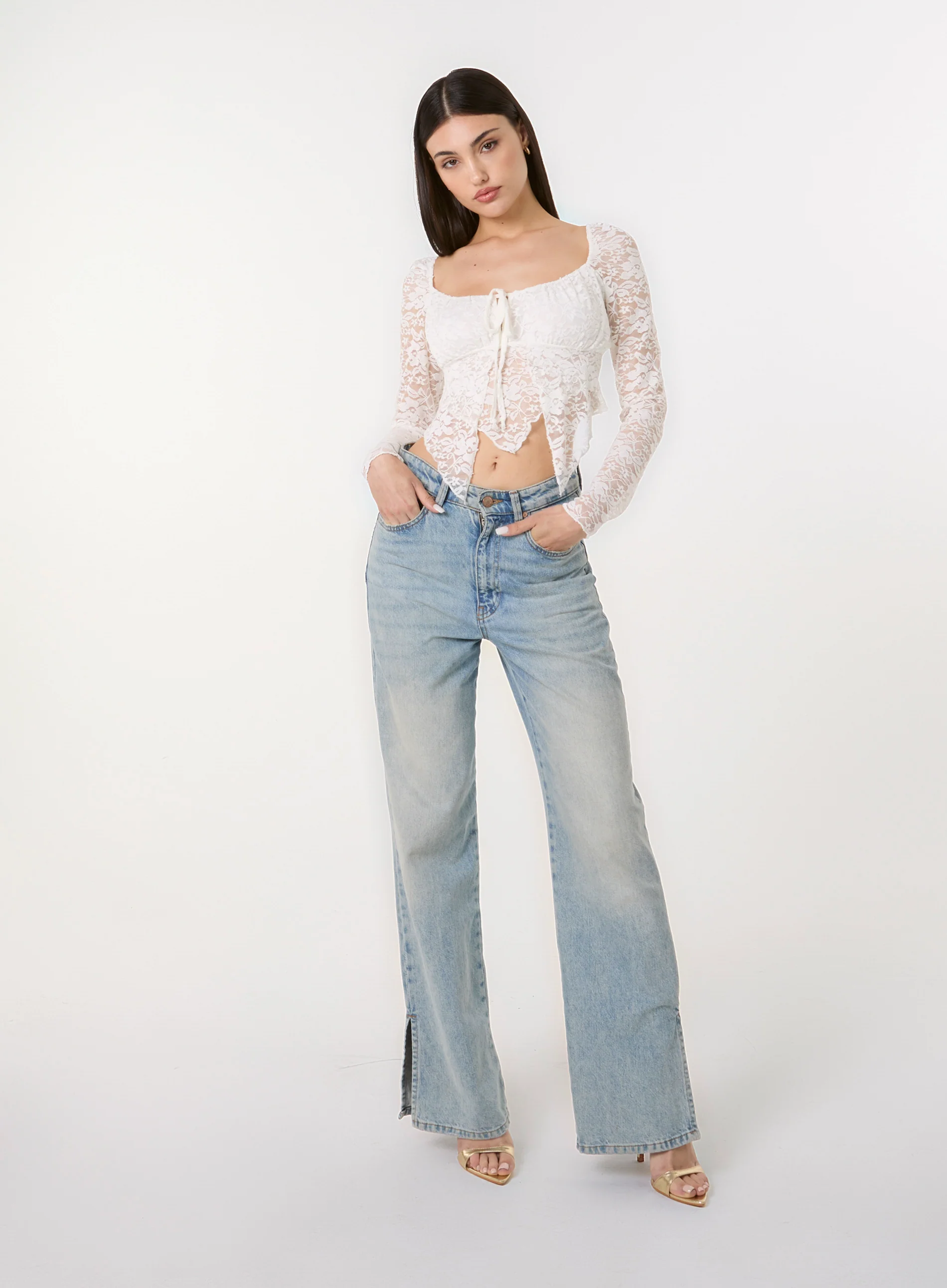 Long Sleeve Lace Butterfly Top - Image 2