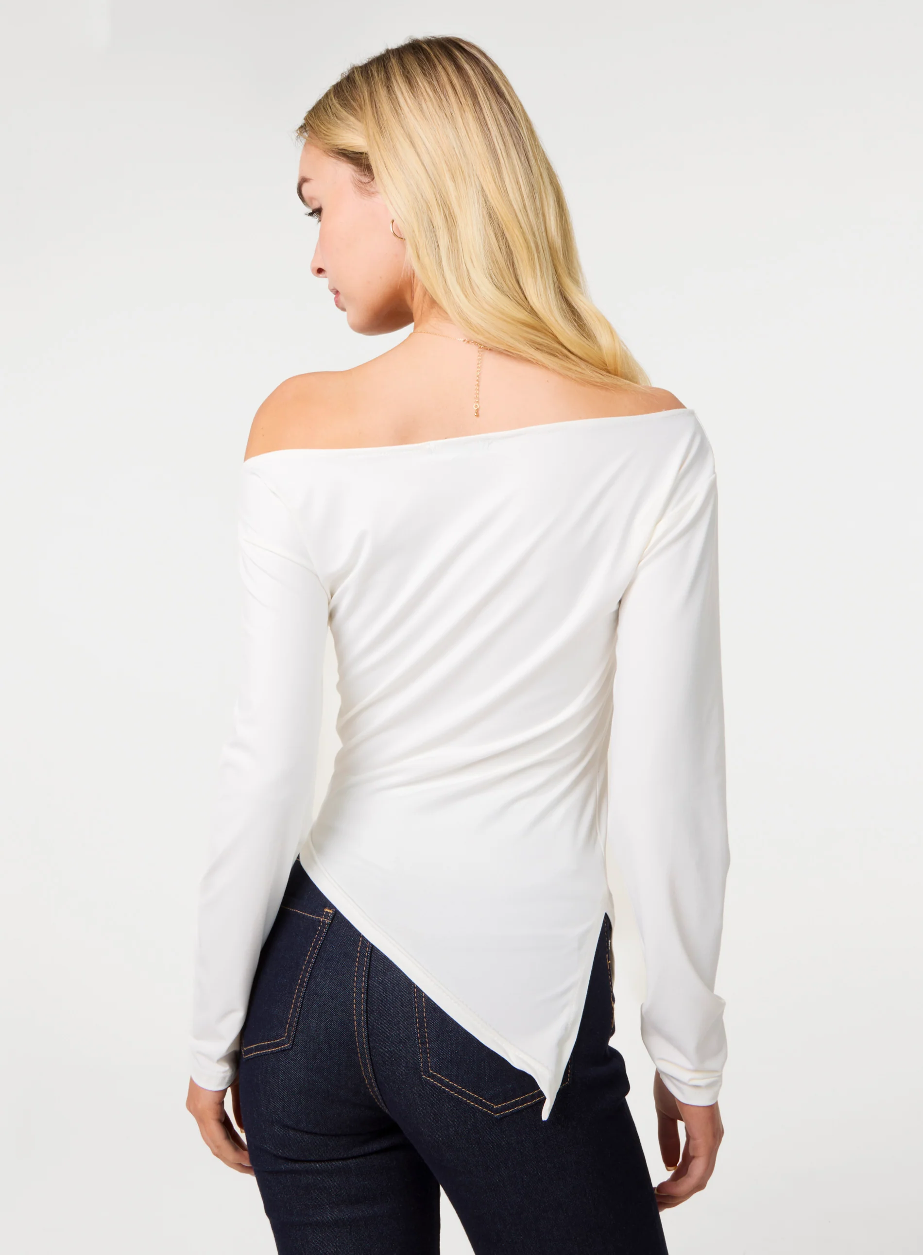 Off Shoulder Asymmetric Hem Top - Image 4
