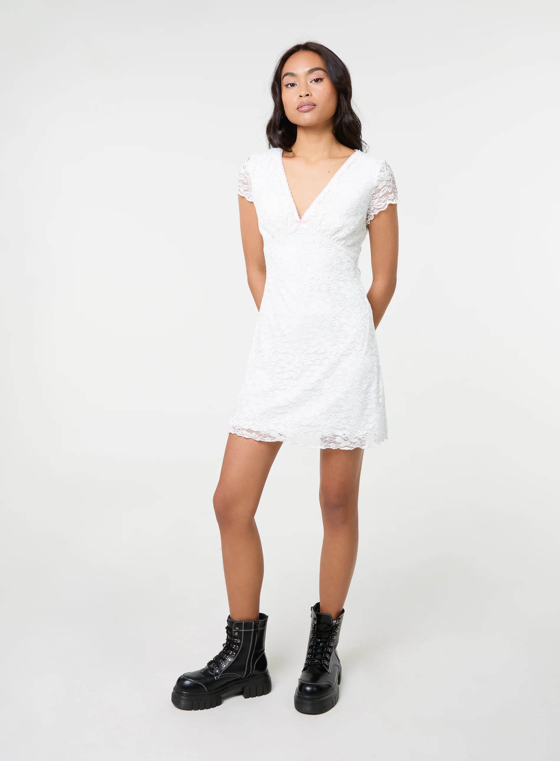 Cap Sleeve Lace Mini Dress