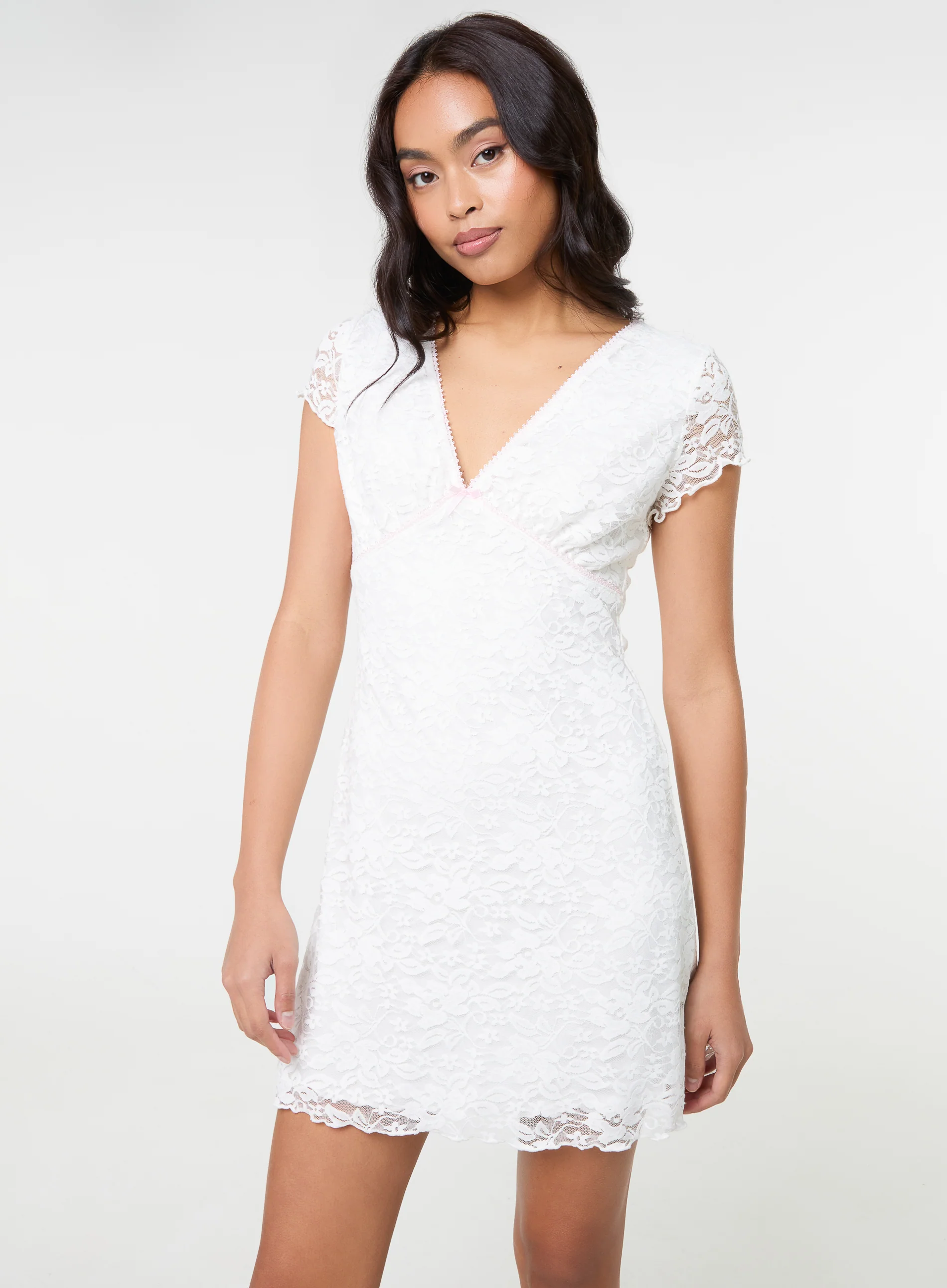 Cap Sleeve Lace Mini Dress - Image 2