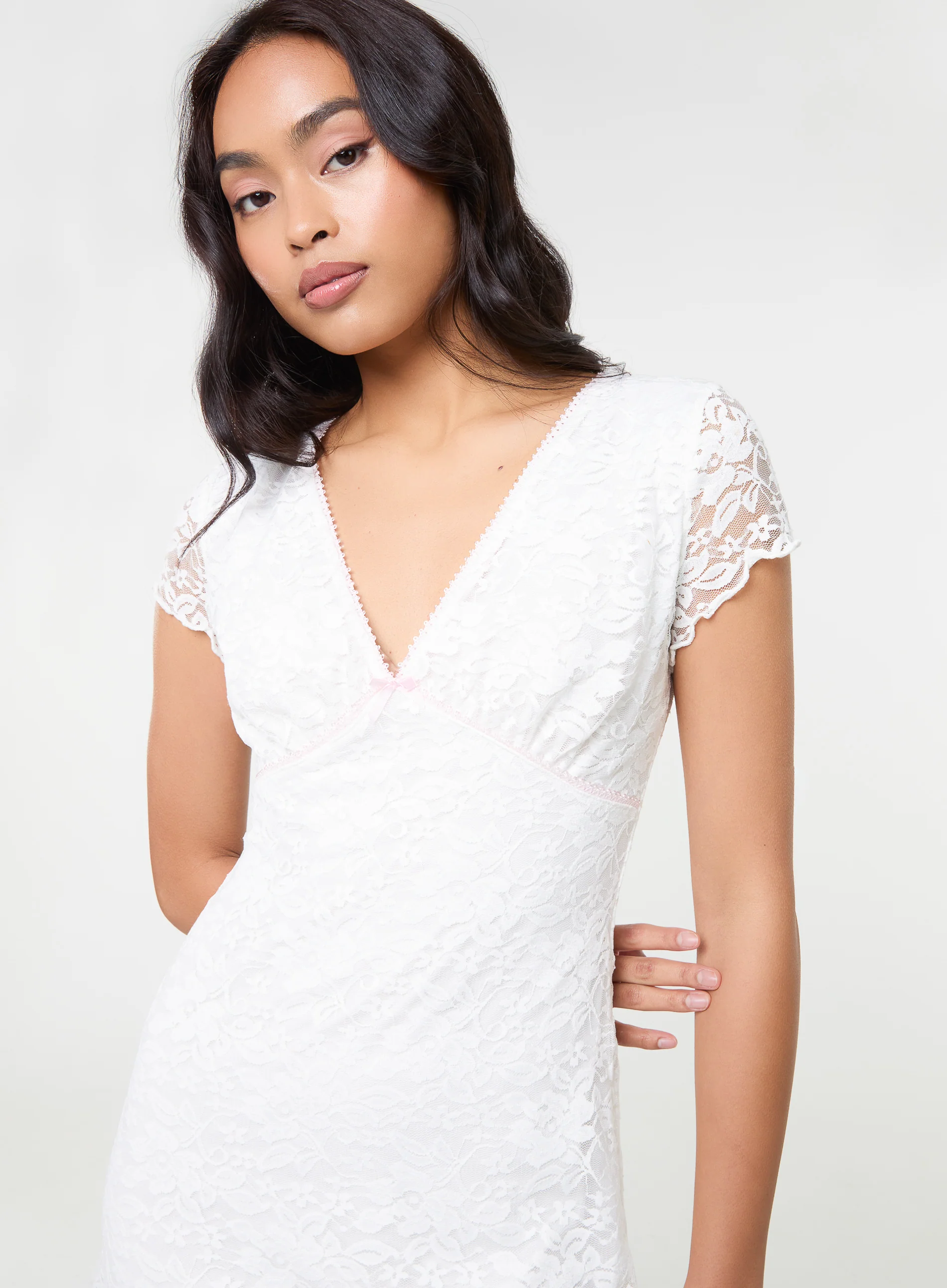 Cap Sleeve Lace Mini Dress - Image 3