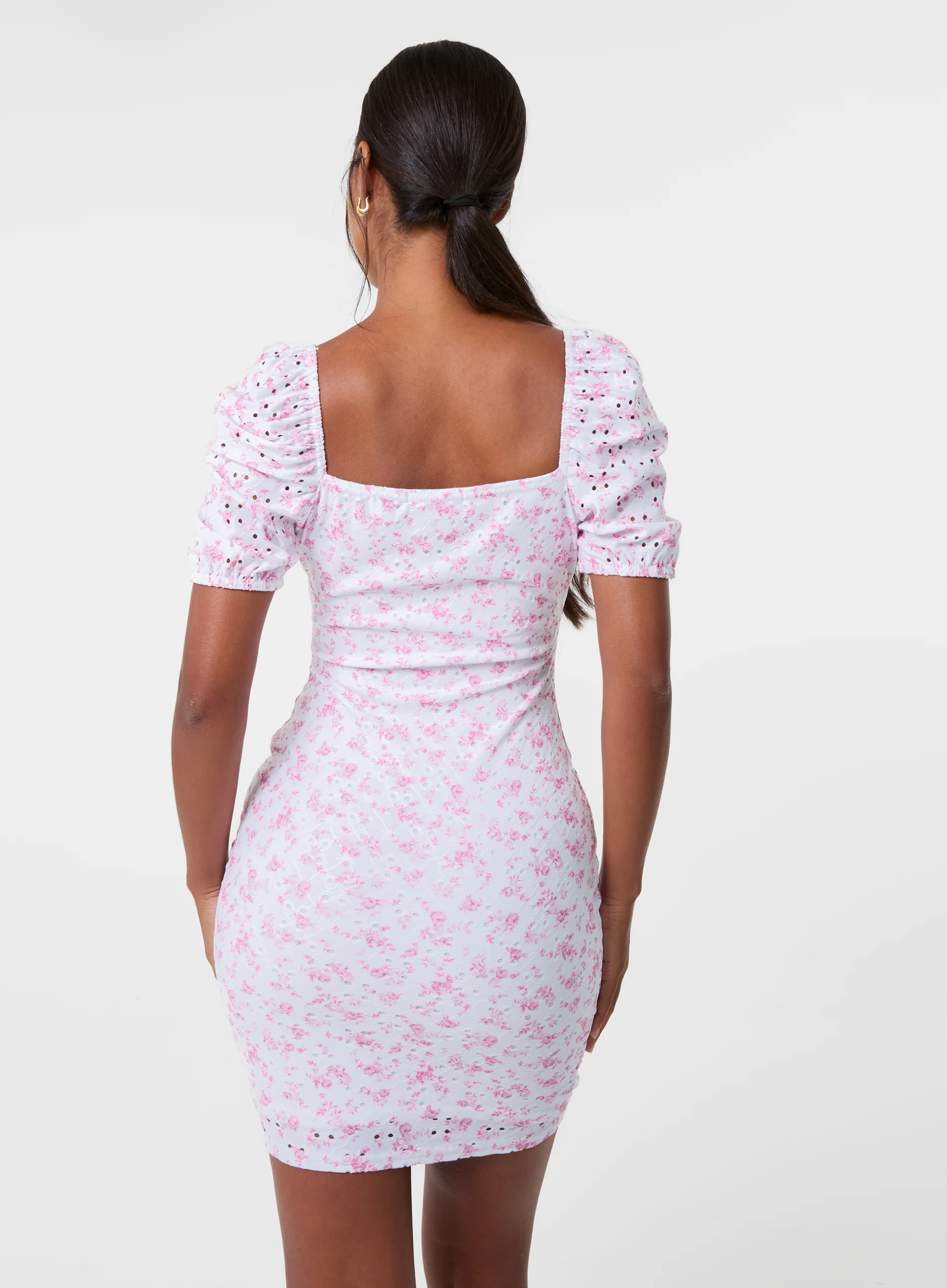 Floral Broderie Puff Sleeve Dress - Image 4