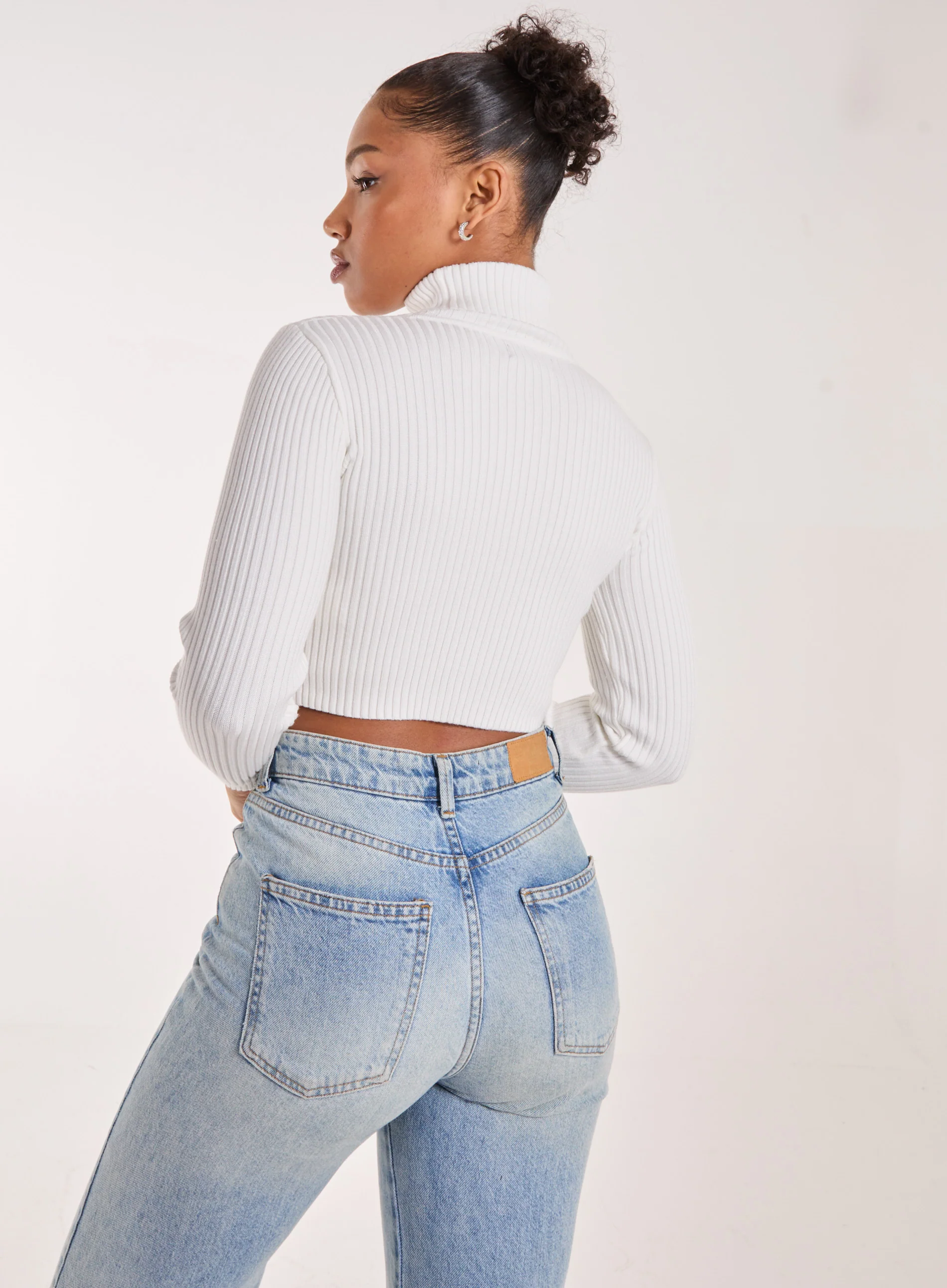 Ribbed Roll Neck Jumper With Cut Out Detail - Image 4