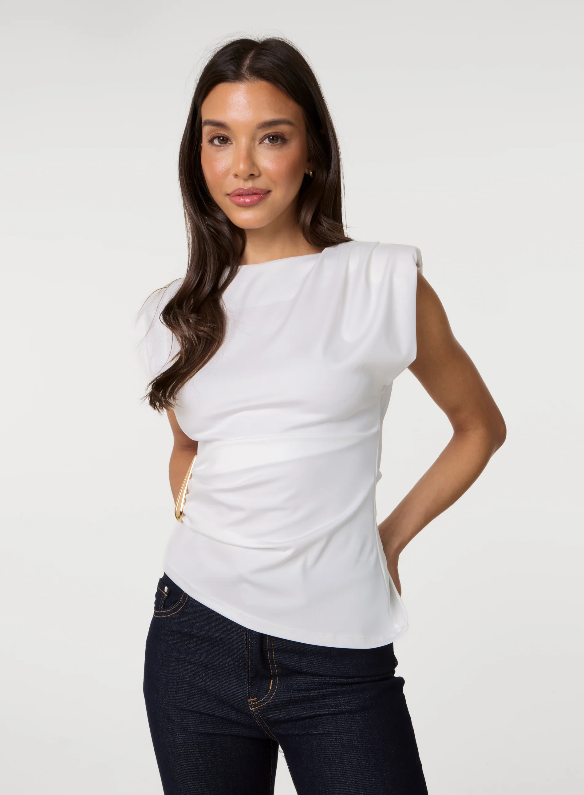 Shoulder Pad With Buckle Jersey Top
