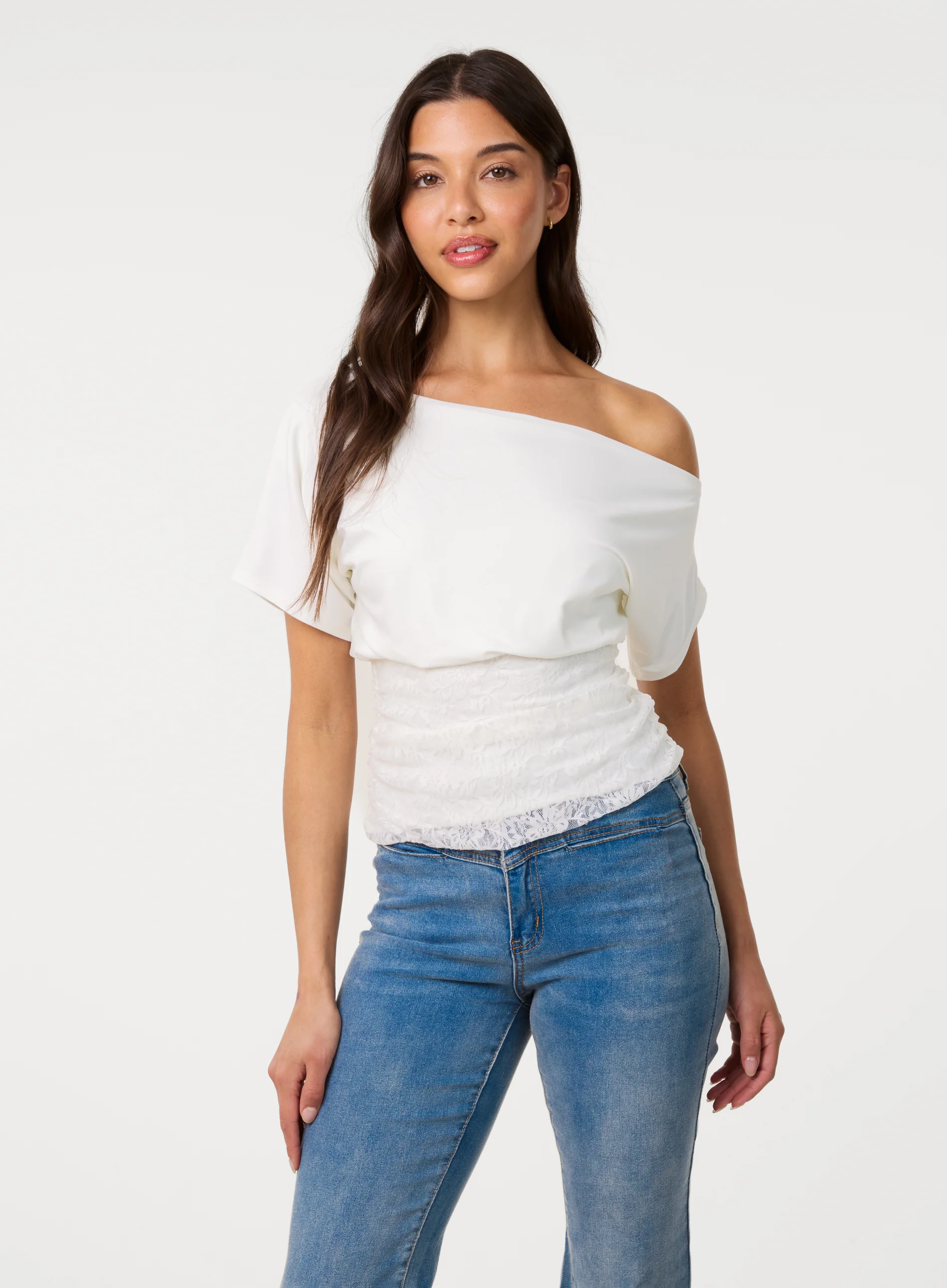 Slinky Puffball Top With Lace