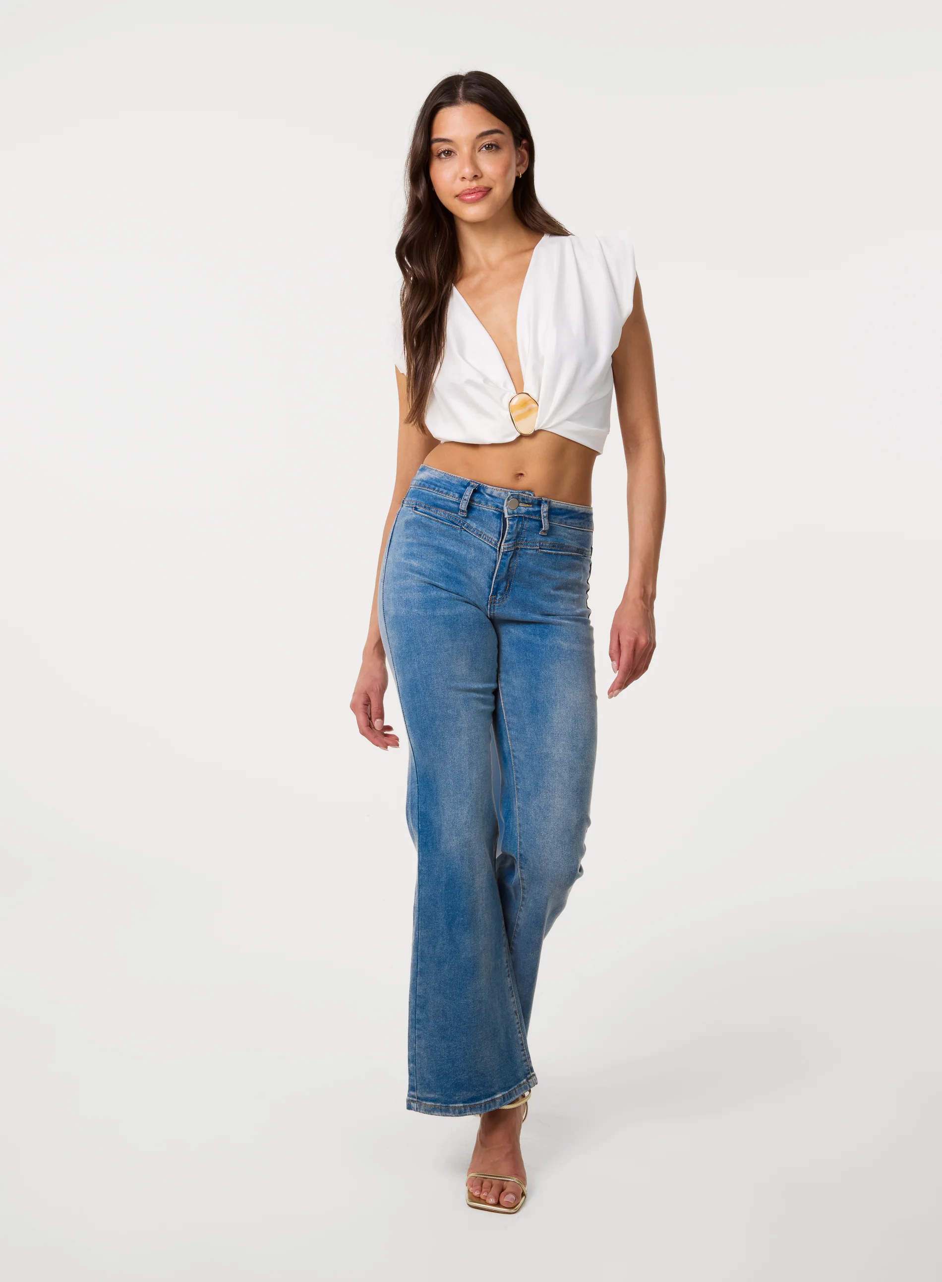 Stone Buckle Slinky Crop Top - Image 2