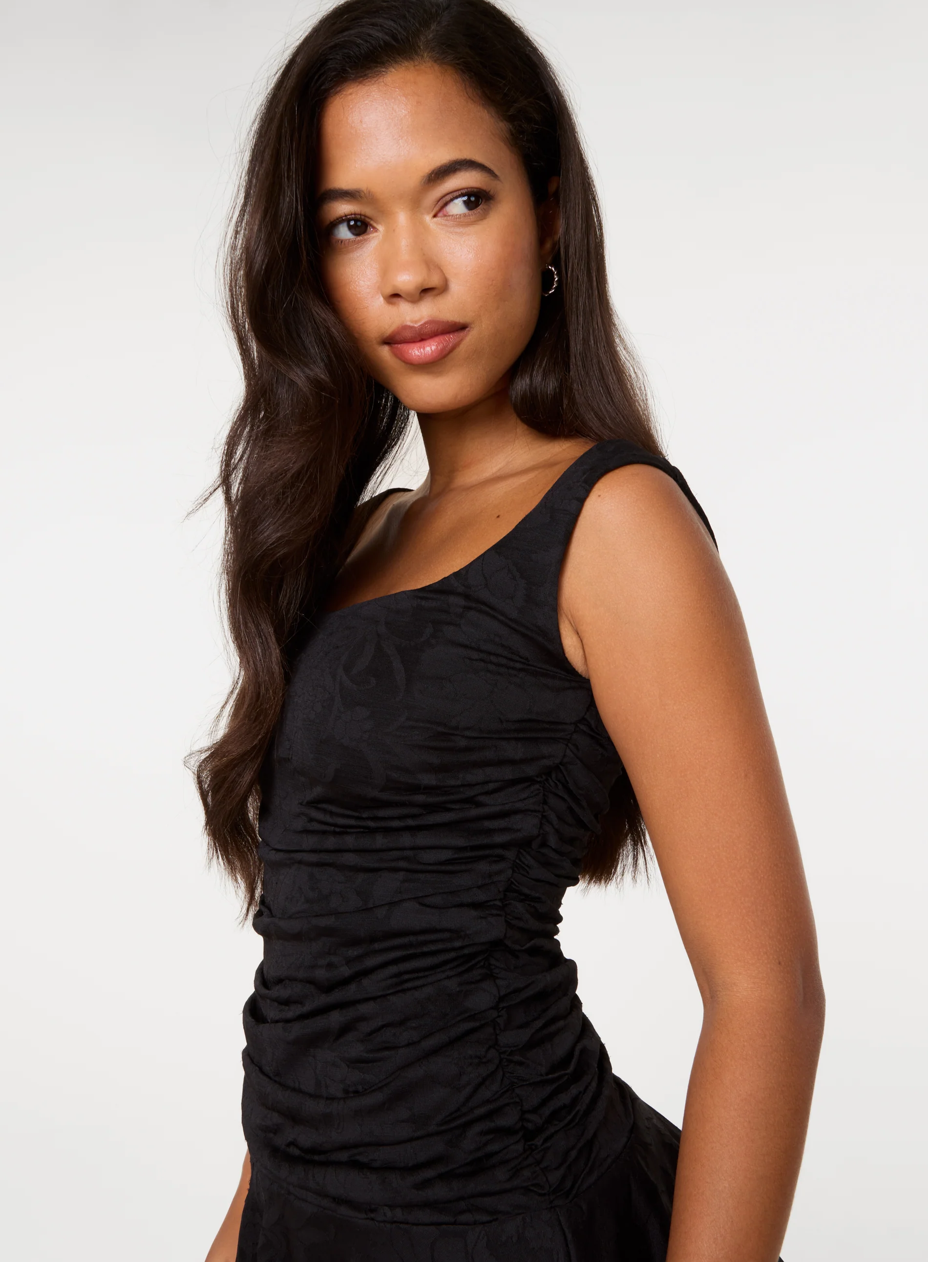 Jersey Jacquard Square Neck Mini Dress - Image 3