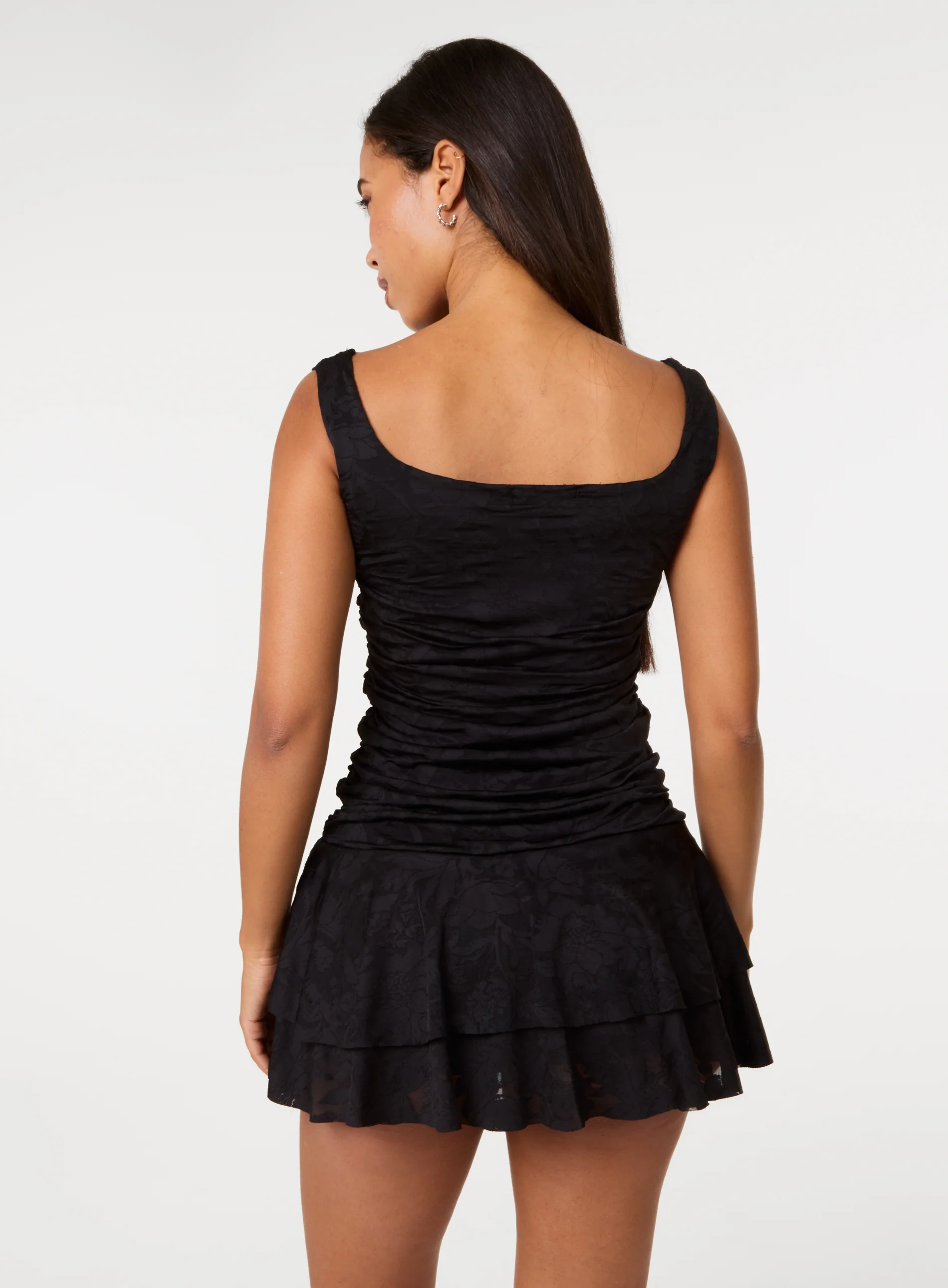 Jersey Jacquard Square Neck Mini Dress - Image 4