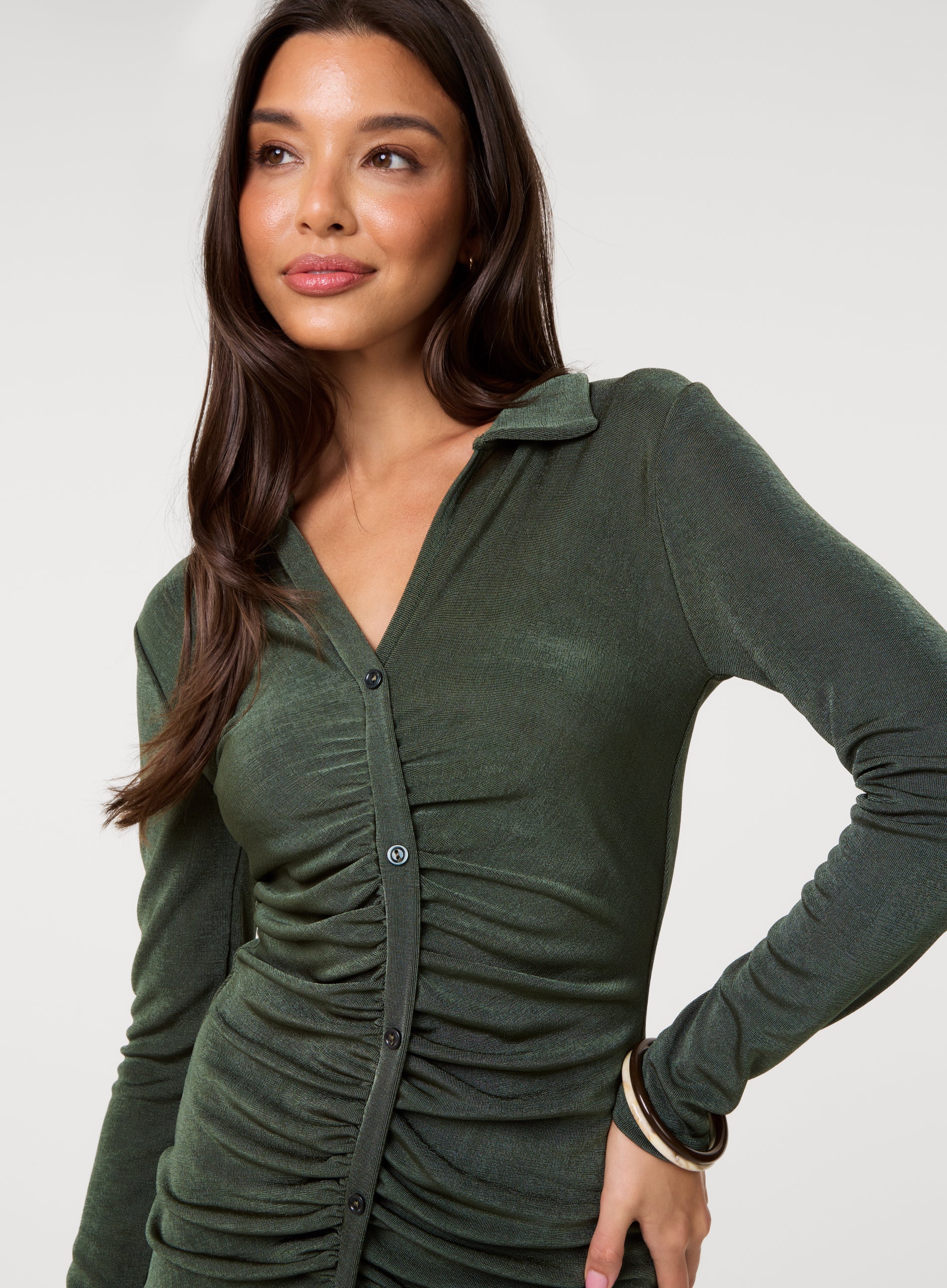 Long Sleeve Collar Mini Dress - Image 3