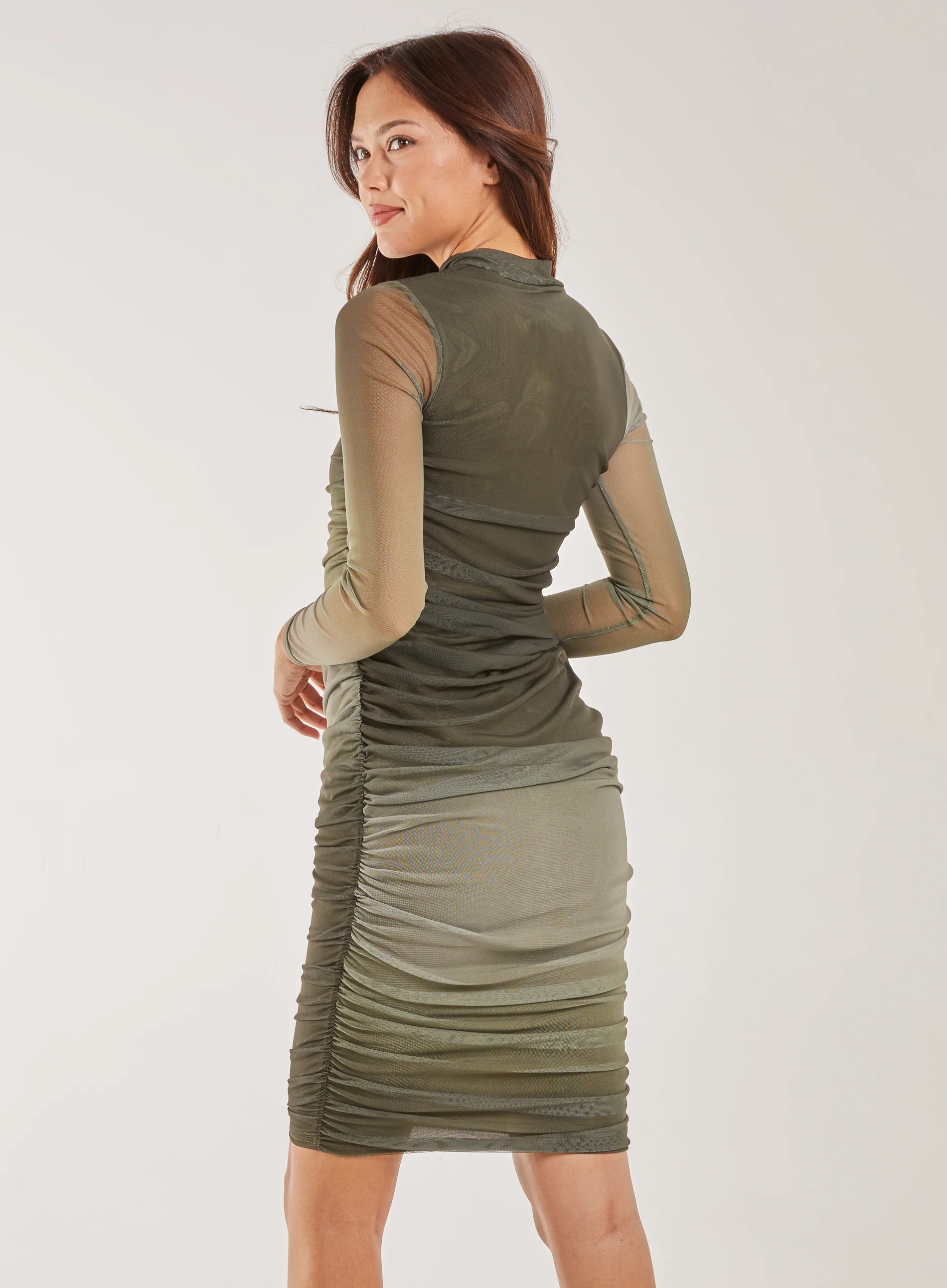 Long Sleeve Ombre Mesh Midi Dress - Image 5