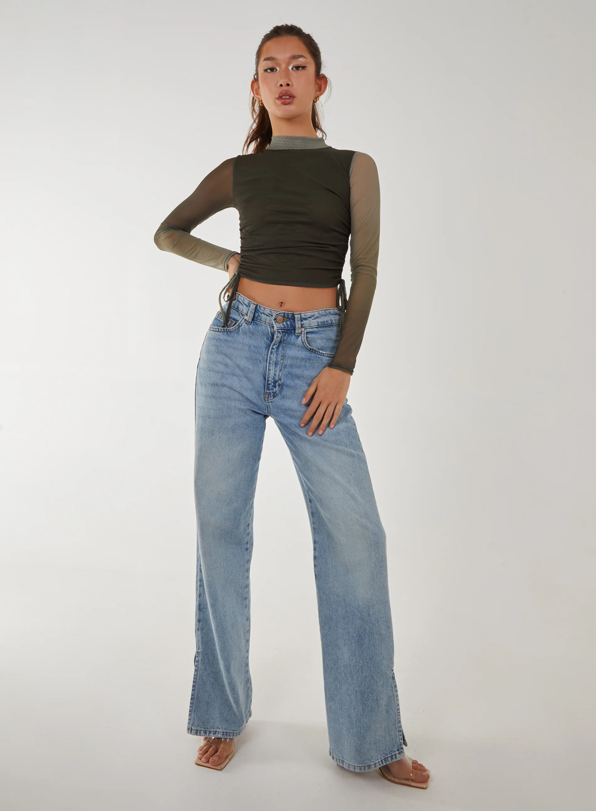 Long Sleeve Ombre Mesh Top - Image 2