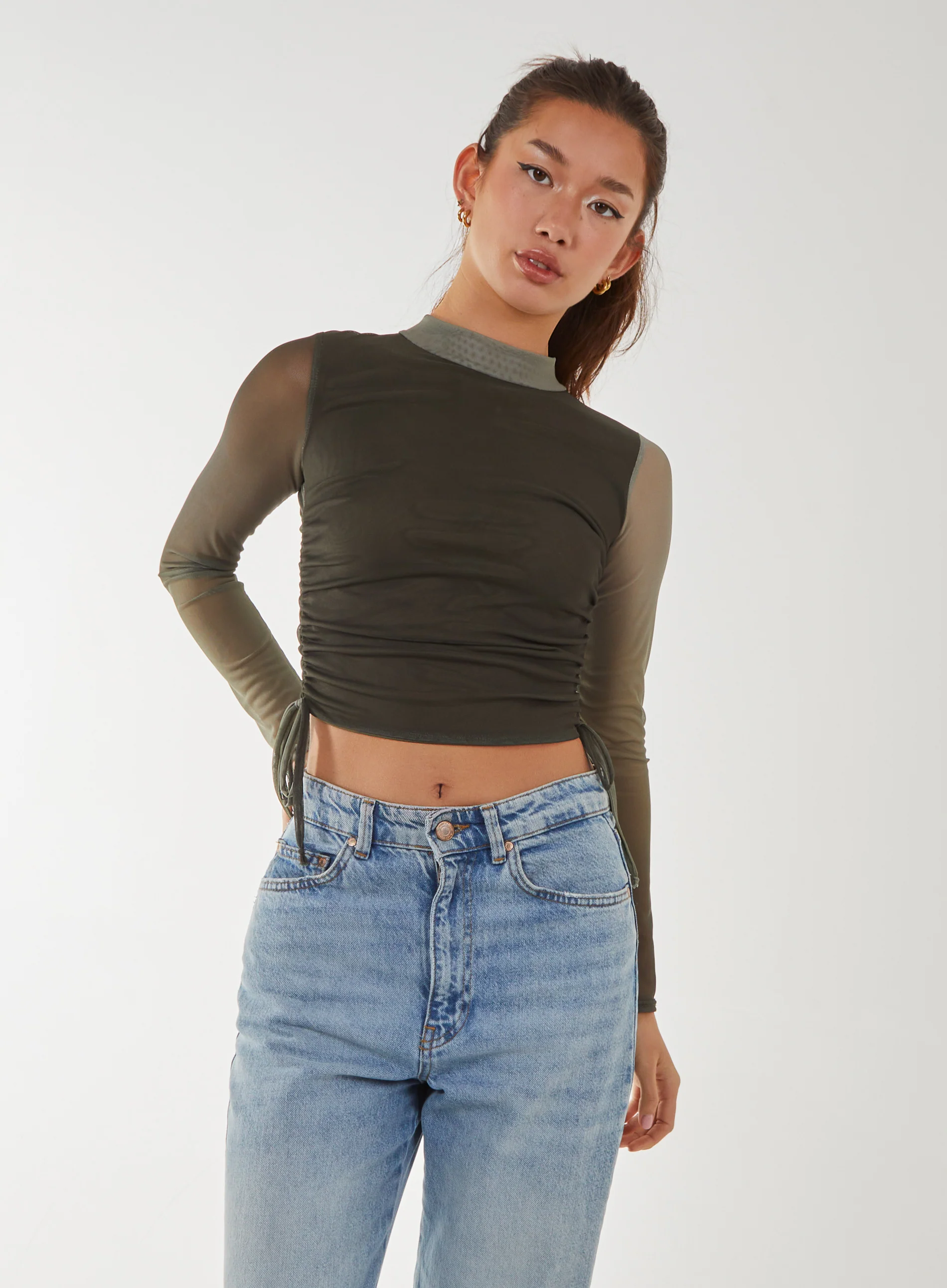 Long Sleeve Ombre Mesh Top - Image 3